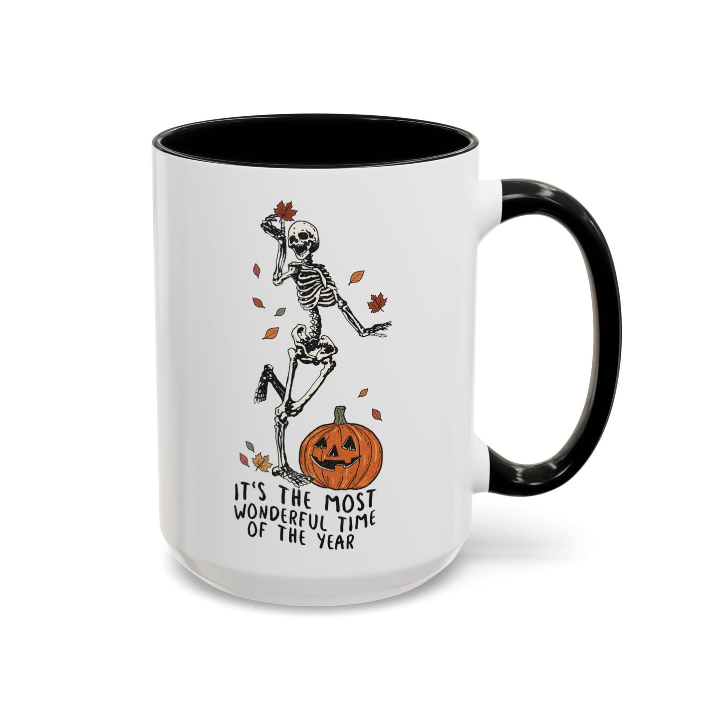 Most Wonderful Time of the Year Skeleton Mug | Funny Halloween Coffee Mug | Jack-o-Lantern Fall Drinkware | Spooky Season Gift