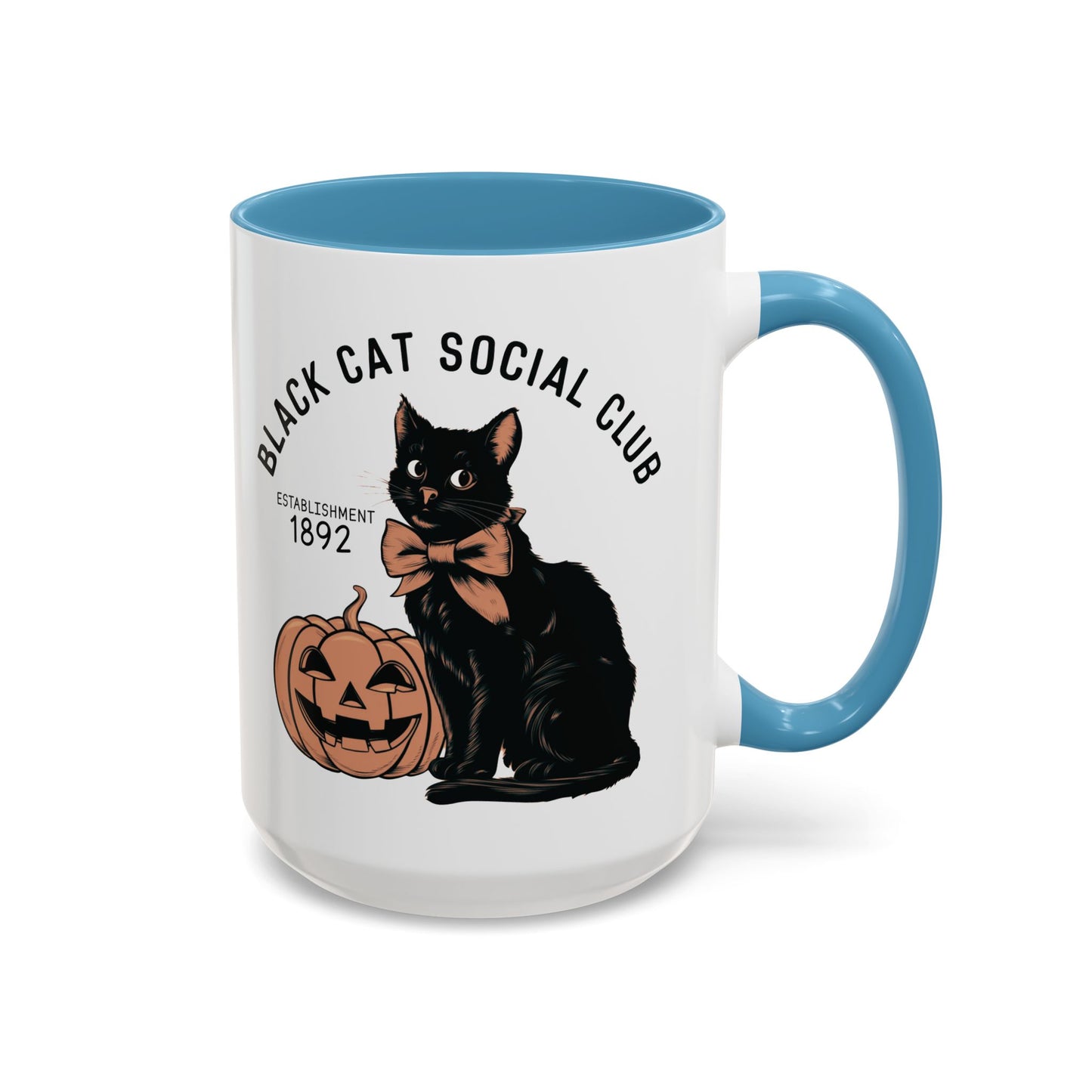 Black Cat Social Club Mug | Halloween Cat and Pumpkin Design | Spooky Coffee Mug | Fall Drinkware Gift