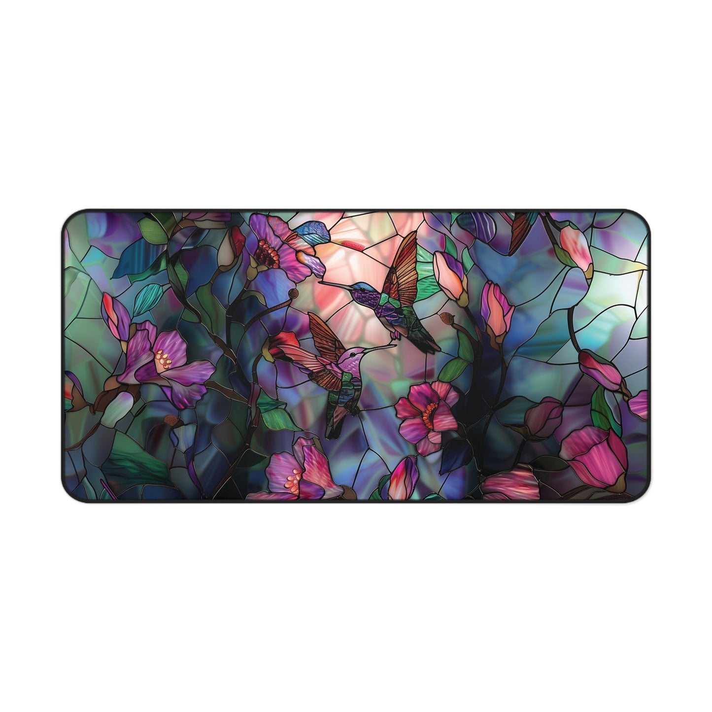 Stained Glass Look Hummingbird Mousepad, Gaming Mousepad, Large Mousepad, Keyboard Mouse Mat, Desk Pad for Work Game Home XL 3 Sizes