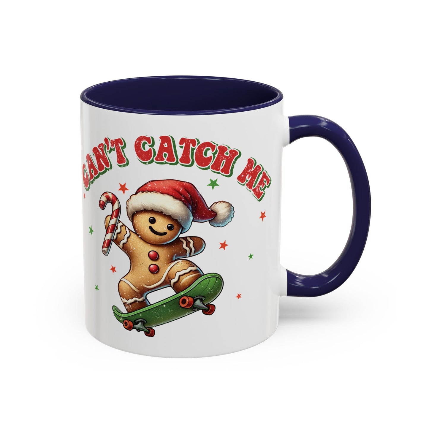 Can't Catch Me Gingerbread Mug - Fun Holiday Skateboarding Gingerbread Design - Perfect for Christmas Cheer