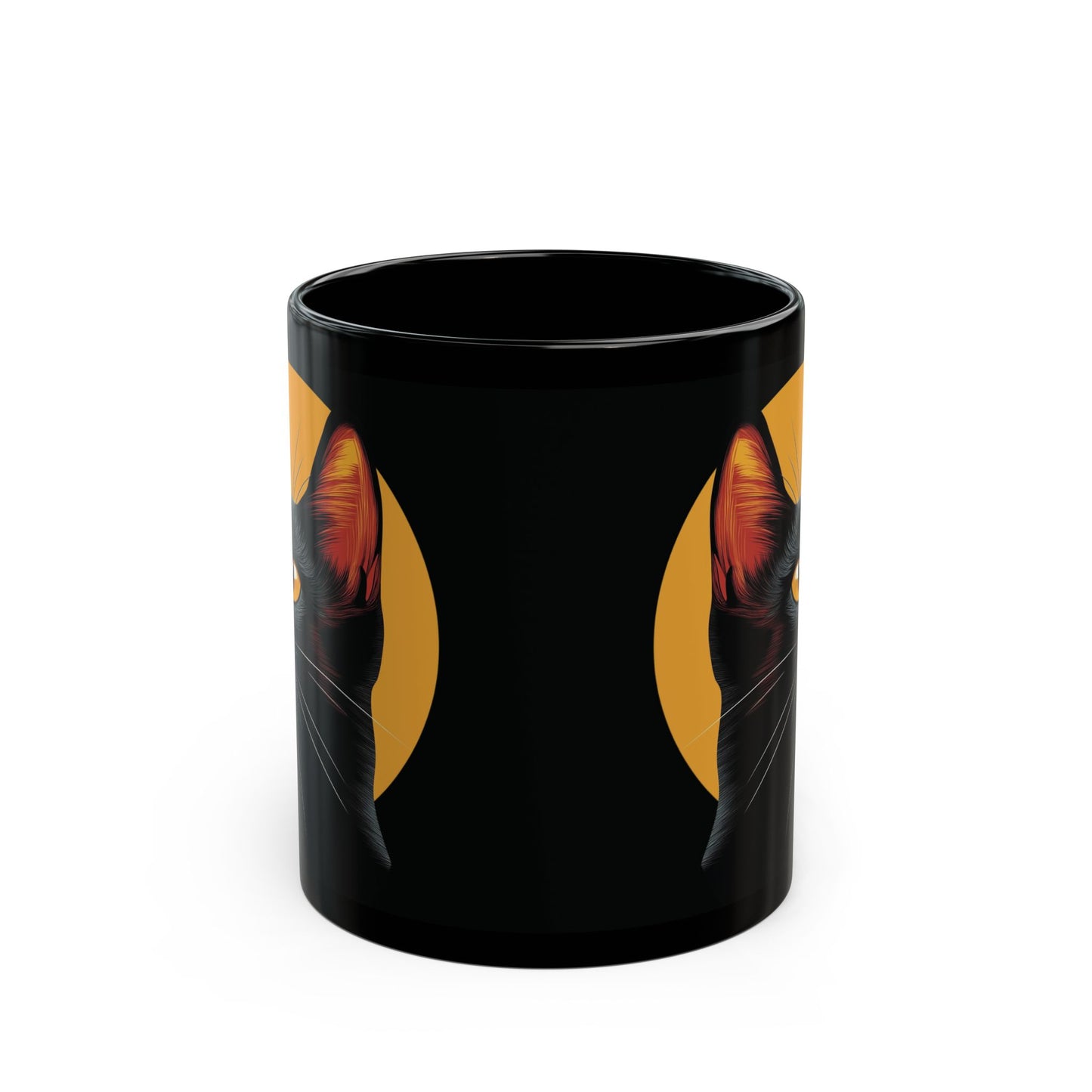 Black Cat Halloween Mug - Black Ceramic Coffee Cup with Spooky Cat Design - Perfect Halloween Gift - 11oz & 15oz