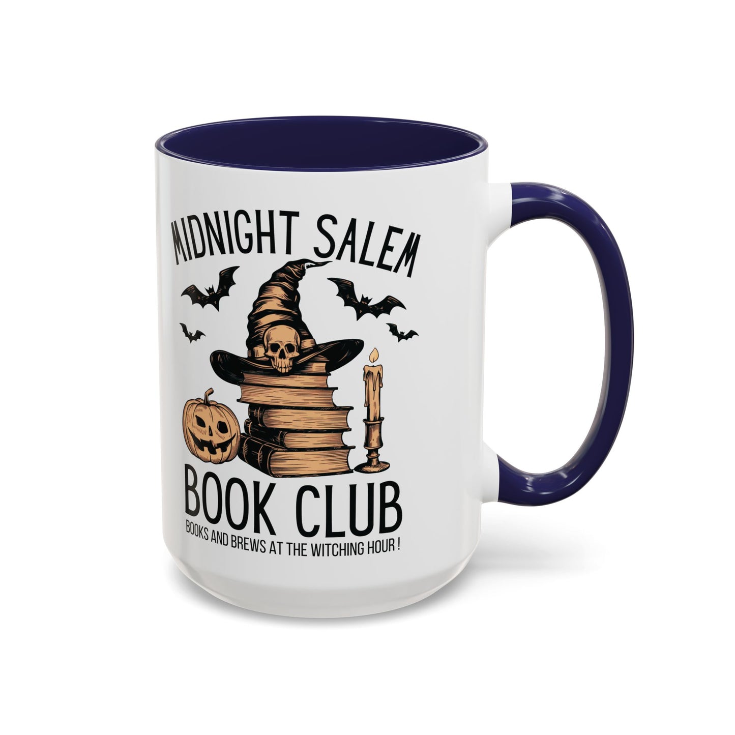 Midnight Salem Book Club Mug | Witchy Skull and Book Design | Halloween Coffee Mug | Spooky Fall Drinkware