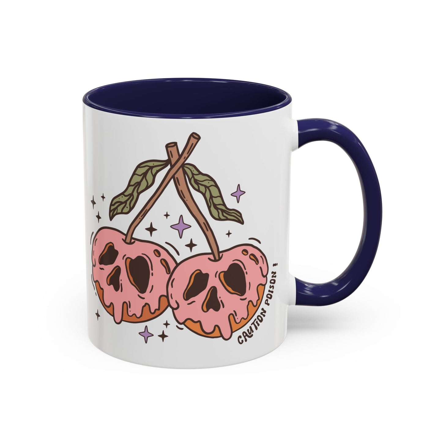 Caution Poison! Skull Cherries Mug | 11oz and 15oz Ceramic Coffee Cup | Halloween Poison Warning Design