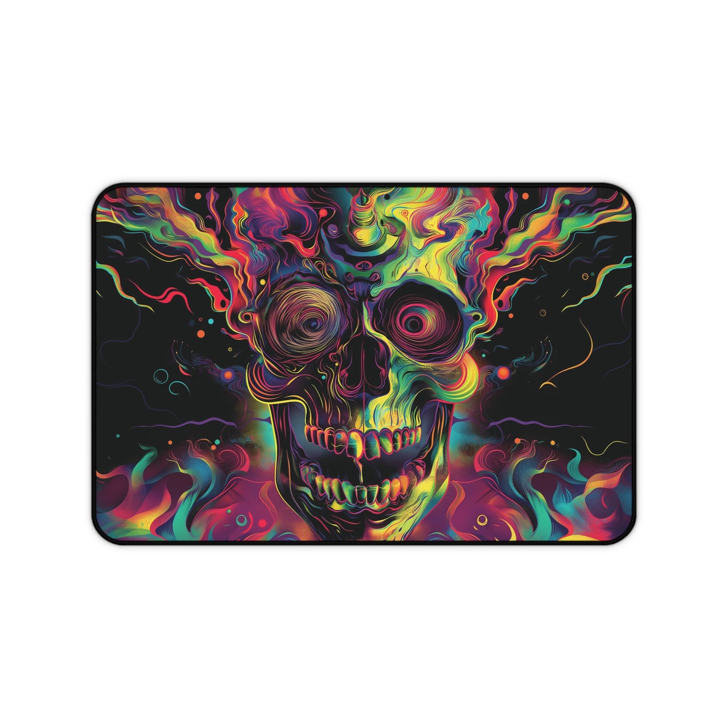 Psychedelic Skull Desk Mat | Vibrant Abstract Art | Neoprene | Anti-Slip | 3 Sizes | Office Decor