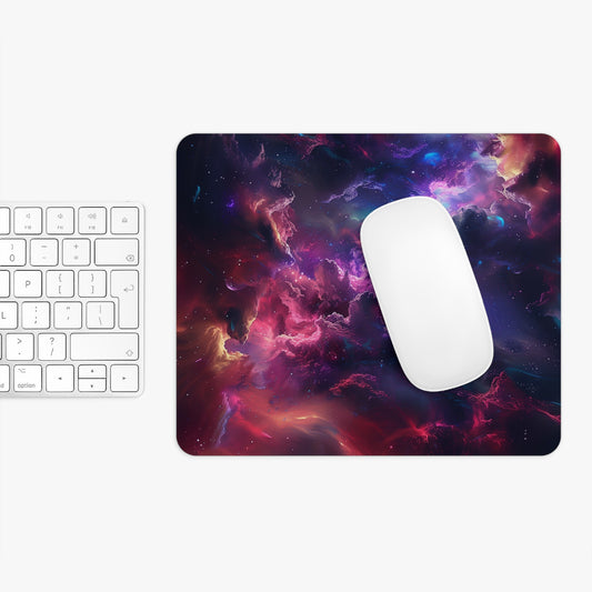 Cosmic Nebula Design Personalized Mouse Pad - Custom Round or Rectangle Neoprene Mousepad with Non-Slip Rubber Bottom