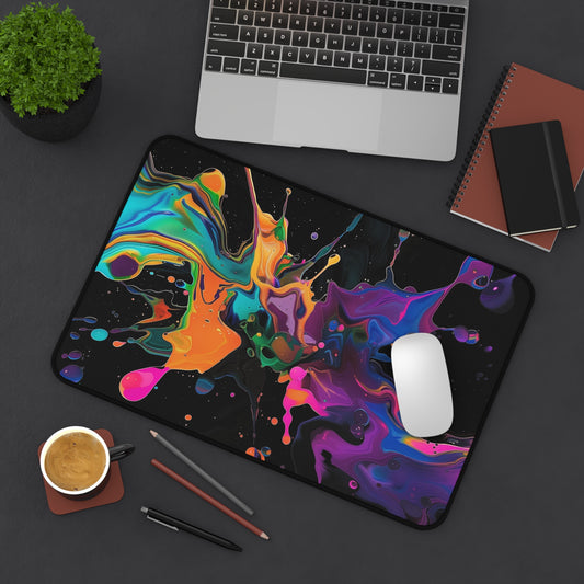 Abstract Paint Splash Desk Mat | Colorful Neoprene Mouse Pad | Anti-Slip Office Desk Mat | 3 Sizes Available