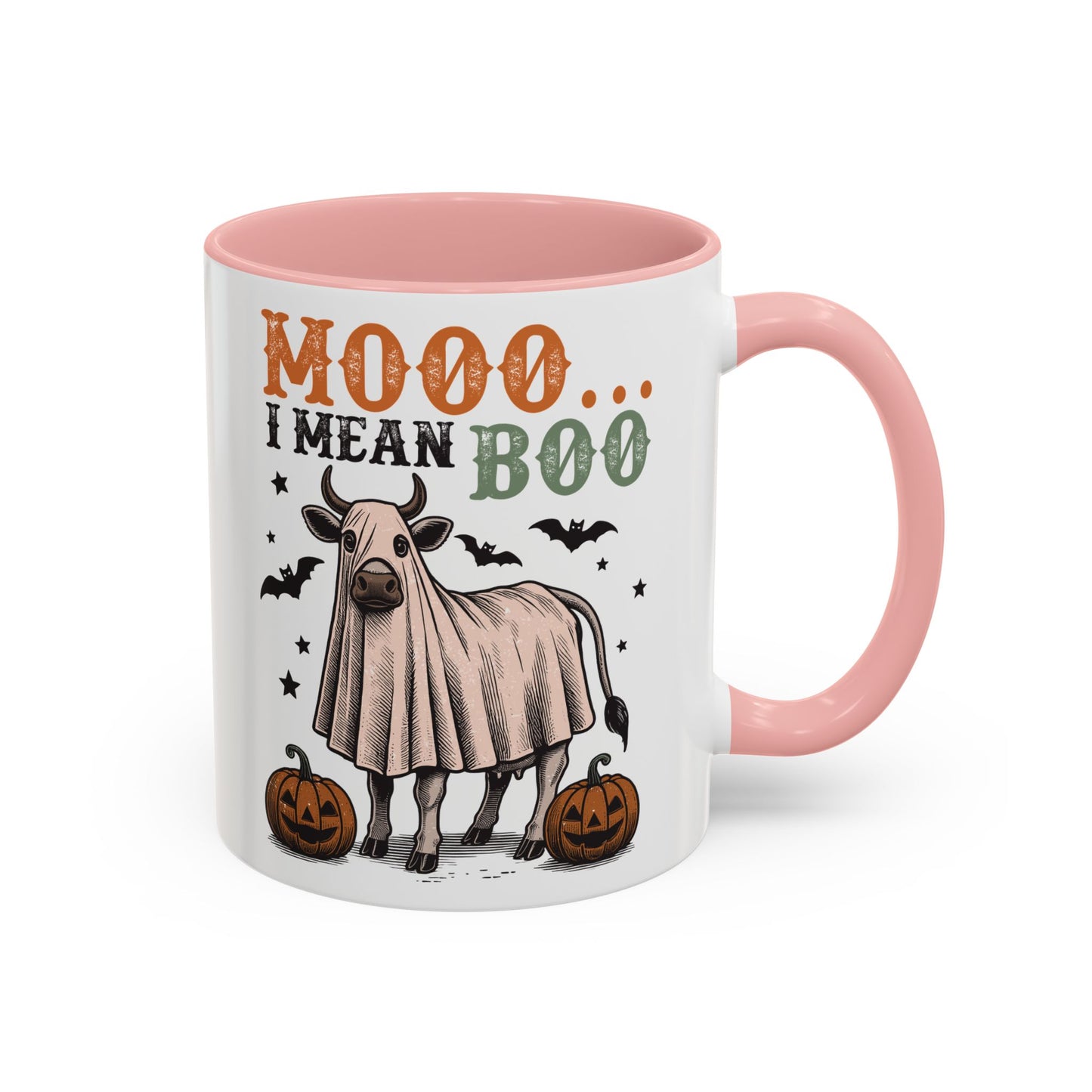 Mooo I Mean Boo Cow Mug | Funny Halloween Coffee Cup | Farmhouse Fall Mug | 11oz and 15oz Ceramic Mug