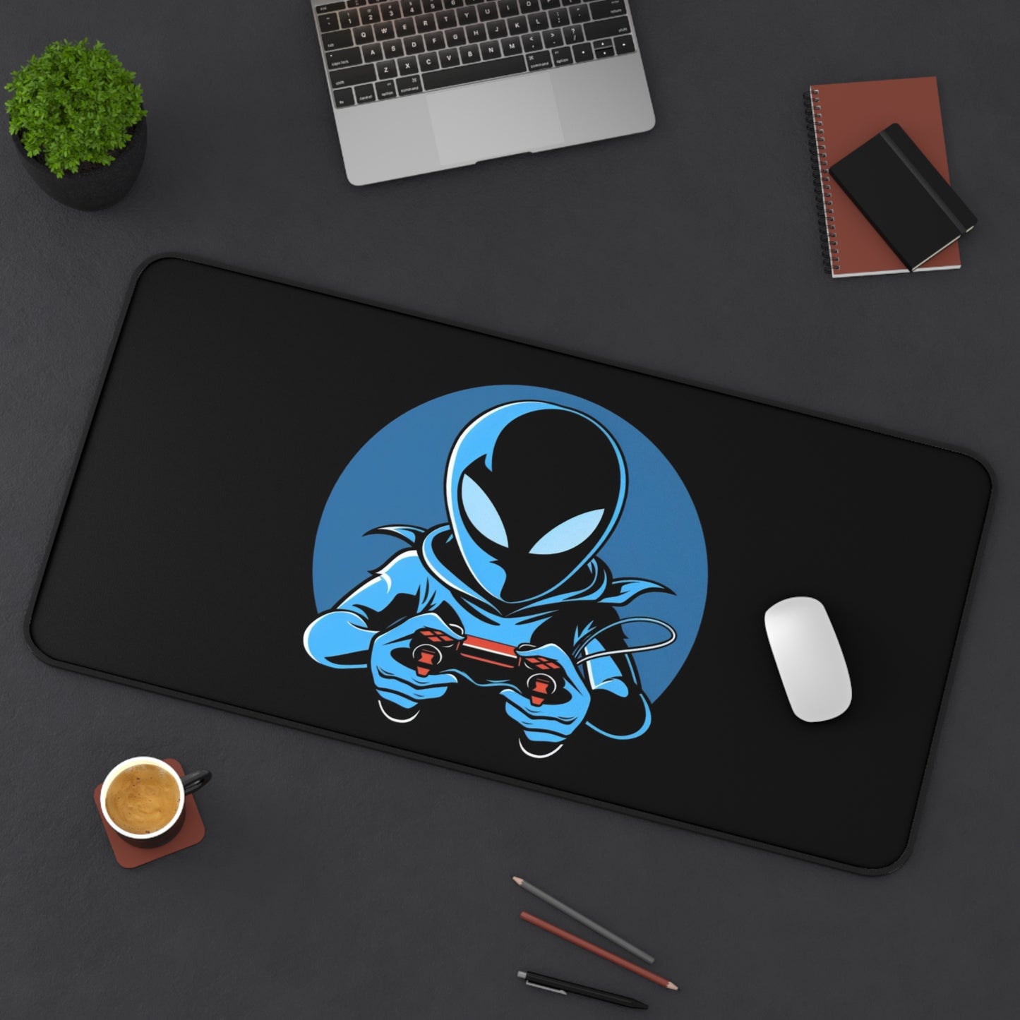 Alien Gamer Computer Desk Mat | Gaming Mouse Pad | Anti-Slip Neoprene Desk Mat for Home Office | 3 Sizes Available