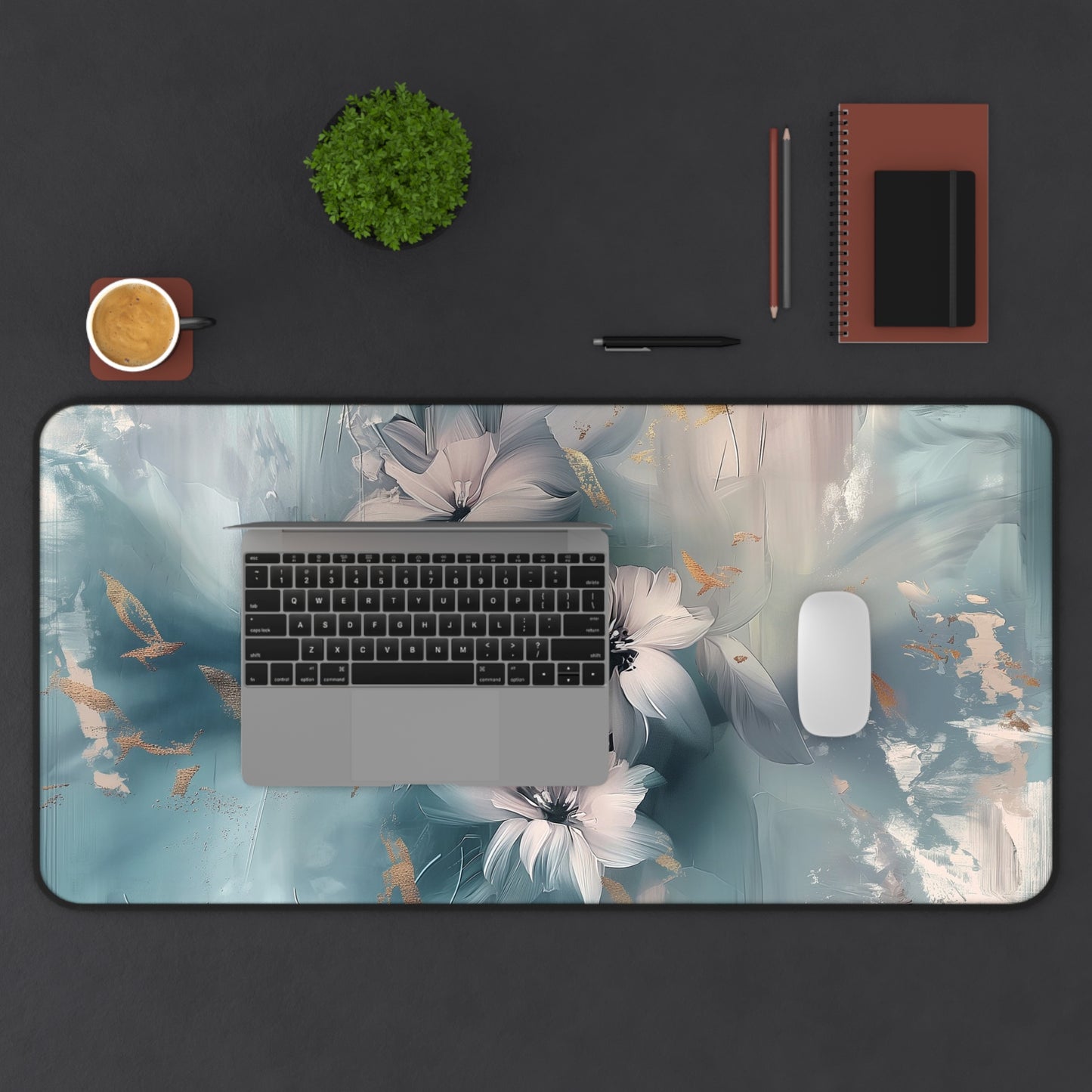 Floral Elegance Desk Mat | Neoprene Mouse Pad | Gaming Desk Mat | Anti-Slip | 3 Sizes Available