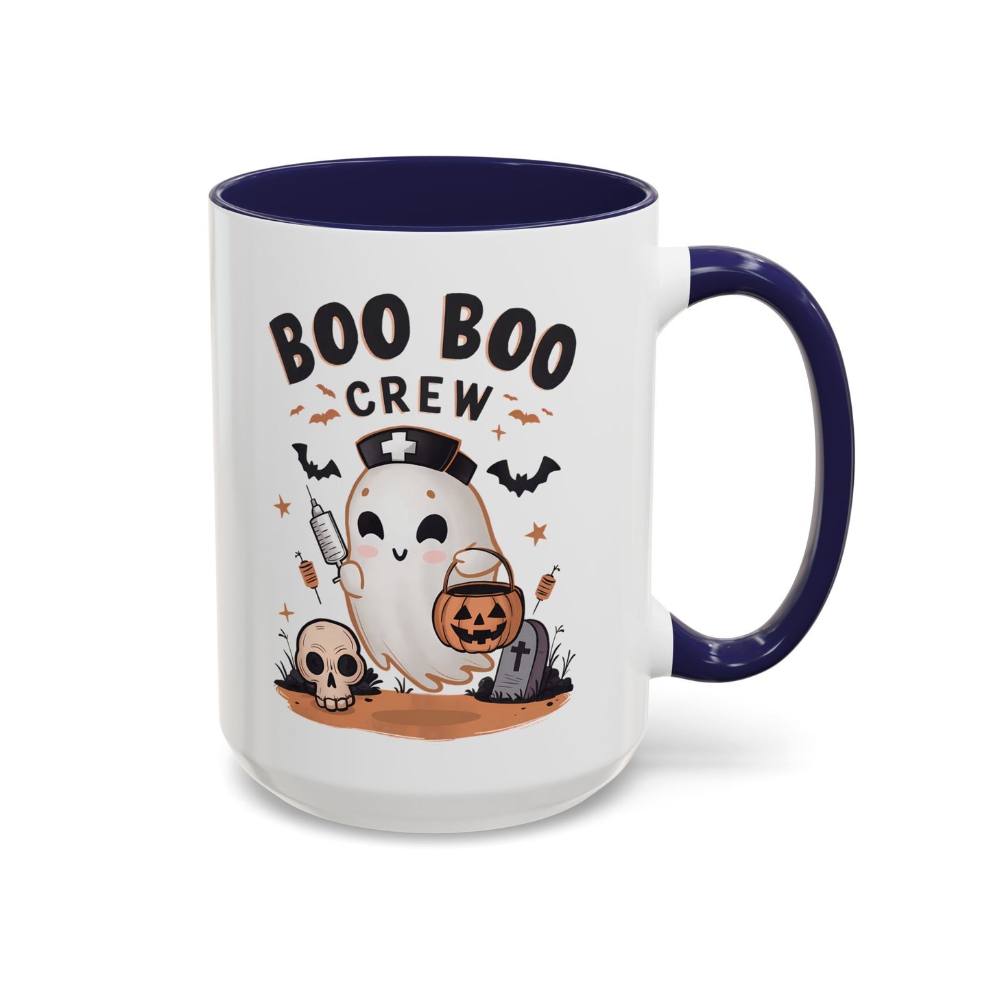 Boo Boo Crew Halloween Mug | Cute Ghost Nurse Design | 11oz and 15oz Ceramic Coffee Cup