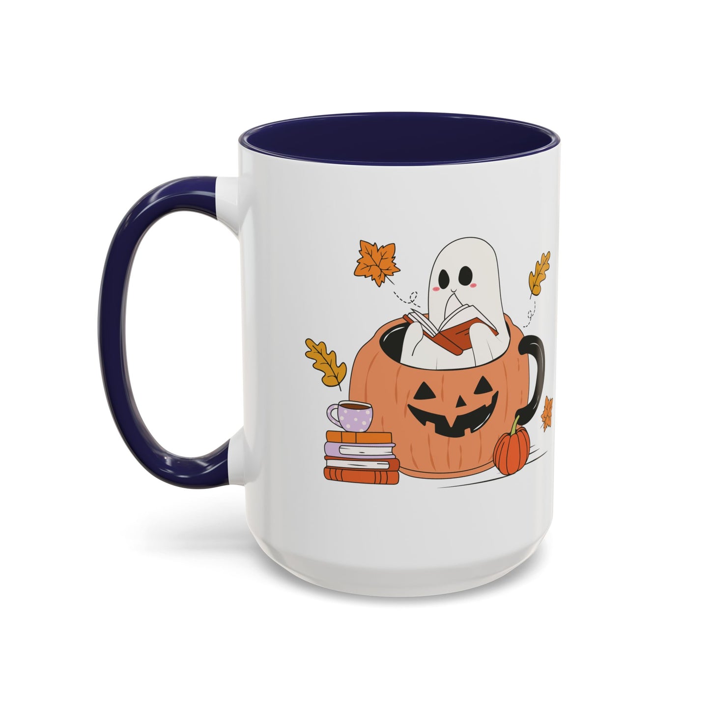 Cozy Ghost in Pumpkin Mug | 11oz and 15oz Ceramic Coffee Cup | Cute Autumn & Halloween Design