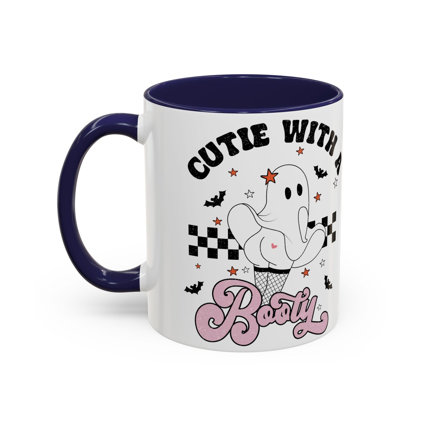 Cutie with a Booty Halloween Ghost Mug | 11oz and 15oz Ceramic Coffee Cup | Funny Halloween Design