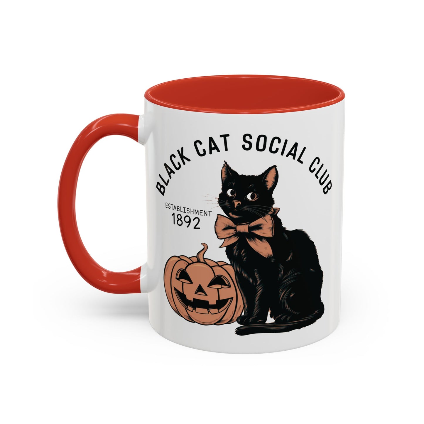 Black Cat Social Club Mug | Halloween Cat and Pumpkin Design | Spooky Coffee Mug | Fall Drinkware Gift