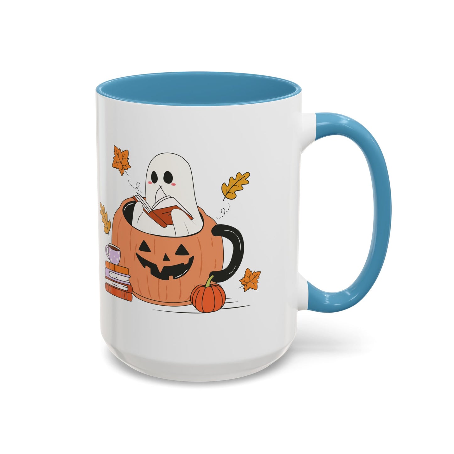 Cozy Ghost in Pumpkin Mug | 11oz and 15oz Ceramic Coffee Cup | Cute Autumn & Halloween Design