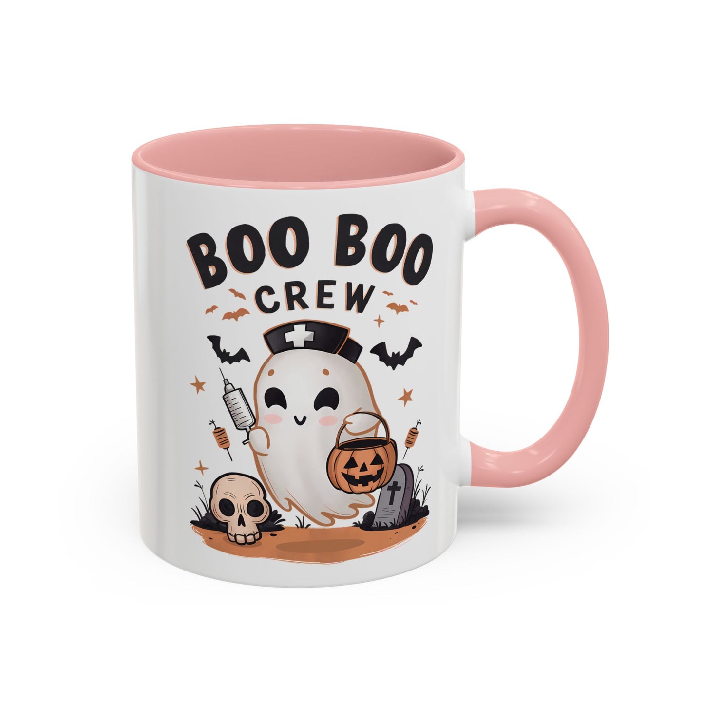 Boo Boo Crew Halloween Mug | Cute Ghost Nurse Design | 11oz and 15oz Ceramic Coffee Cup