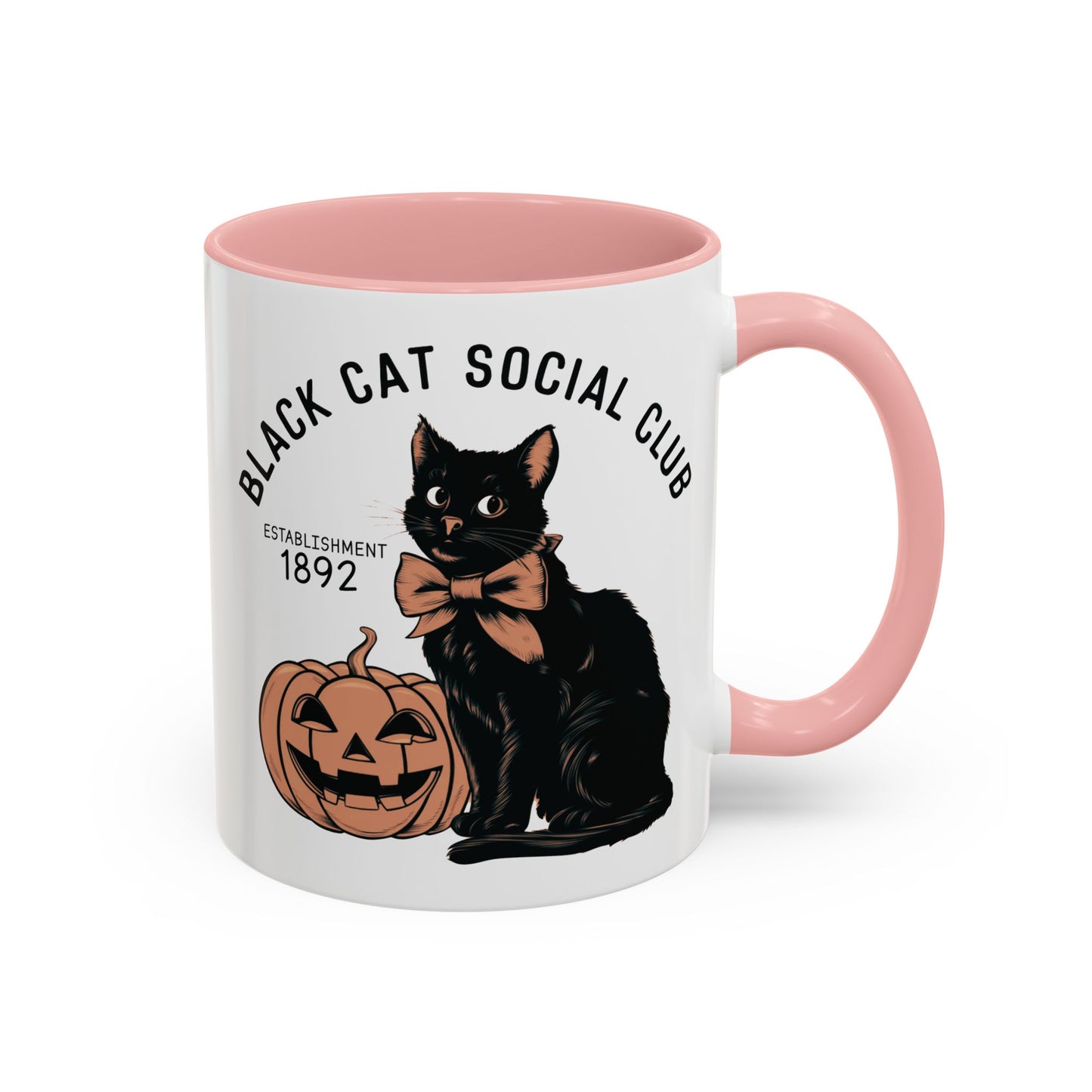 Black Cat Social Club Mug | Halloween Cat and Pumpkin Design | Spooky Coffee Mug | Fall Drinkware Gift