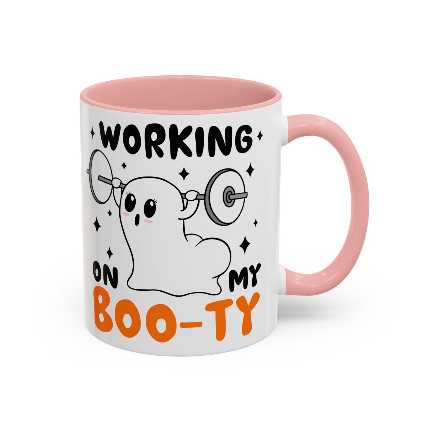 Working on My Boo-ty Halloween Ghost Mug | 11oz and 15oz Ceramic Coffee Cup | Fitness and Humor Design