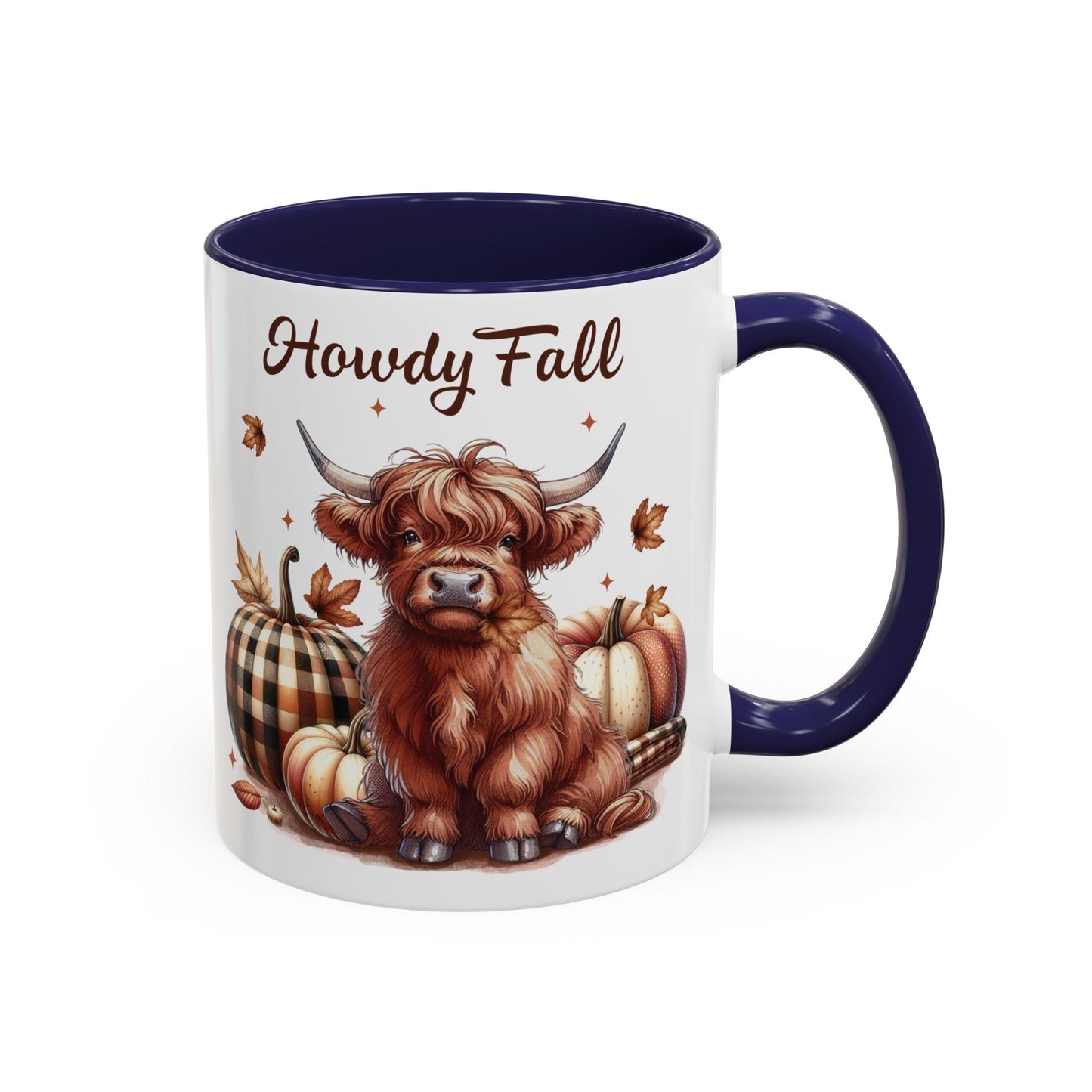 Howdy Fall Mug - Autumn Highland Cow Coffee Mug - White Ceramic Cup with Fall Design - Perfect Seasonal Fall Gift