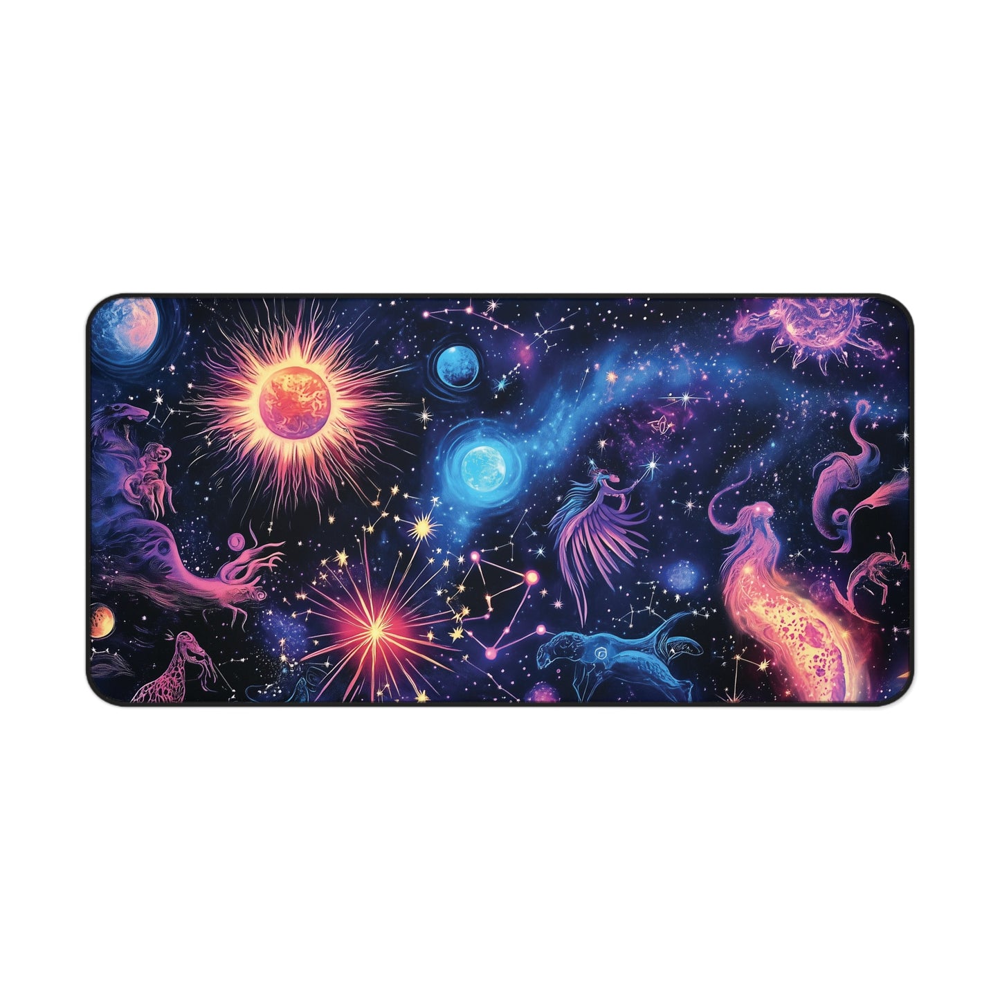 Zodiac Galaxy Desk Mat | Neoprene | Anti-Slip | Vibrant Constellation & Cosmic Design | Office Gaming Decor | 3 Sizes