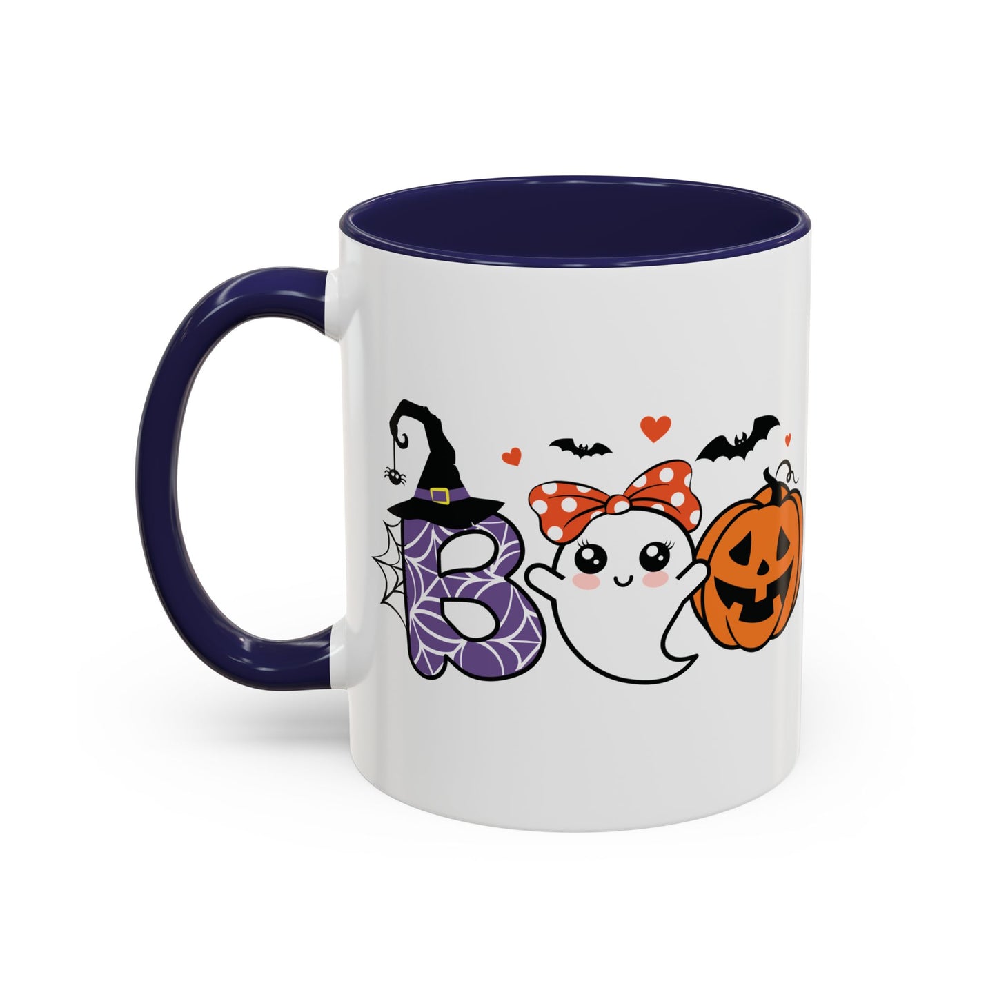 Cute Boo Halloween Mug | 11oz and 15oz Ceramic Coffee Cup | Adorable Ghost, Pumpkin and Witch Hat Design