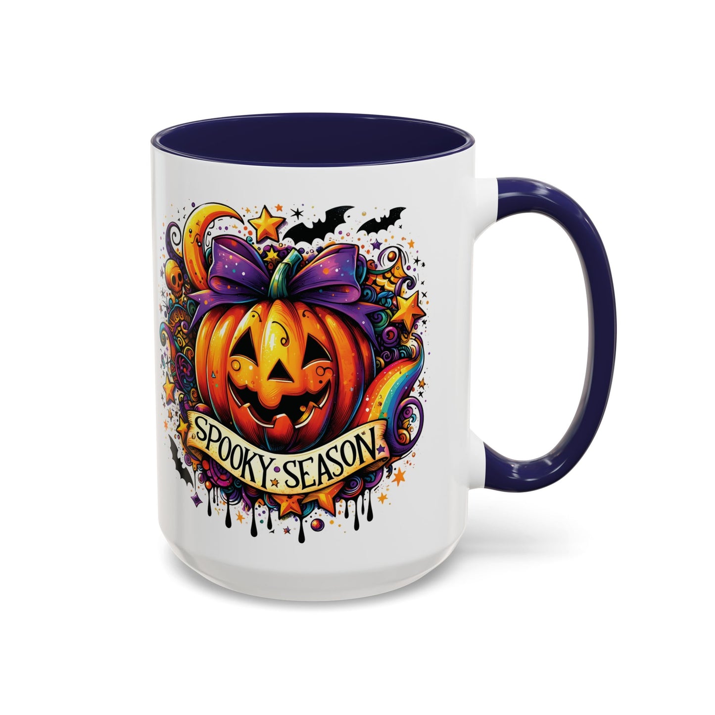 Spooky Season Halloween Mug | Colorful Pumpkin Design | 11oz and 15oz Ceramic Coffee Cup