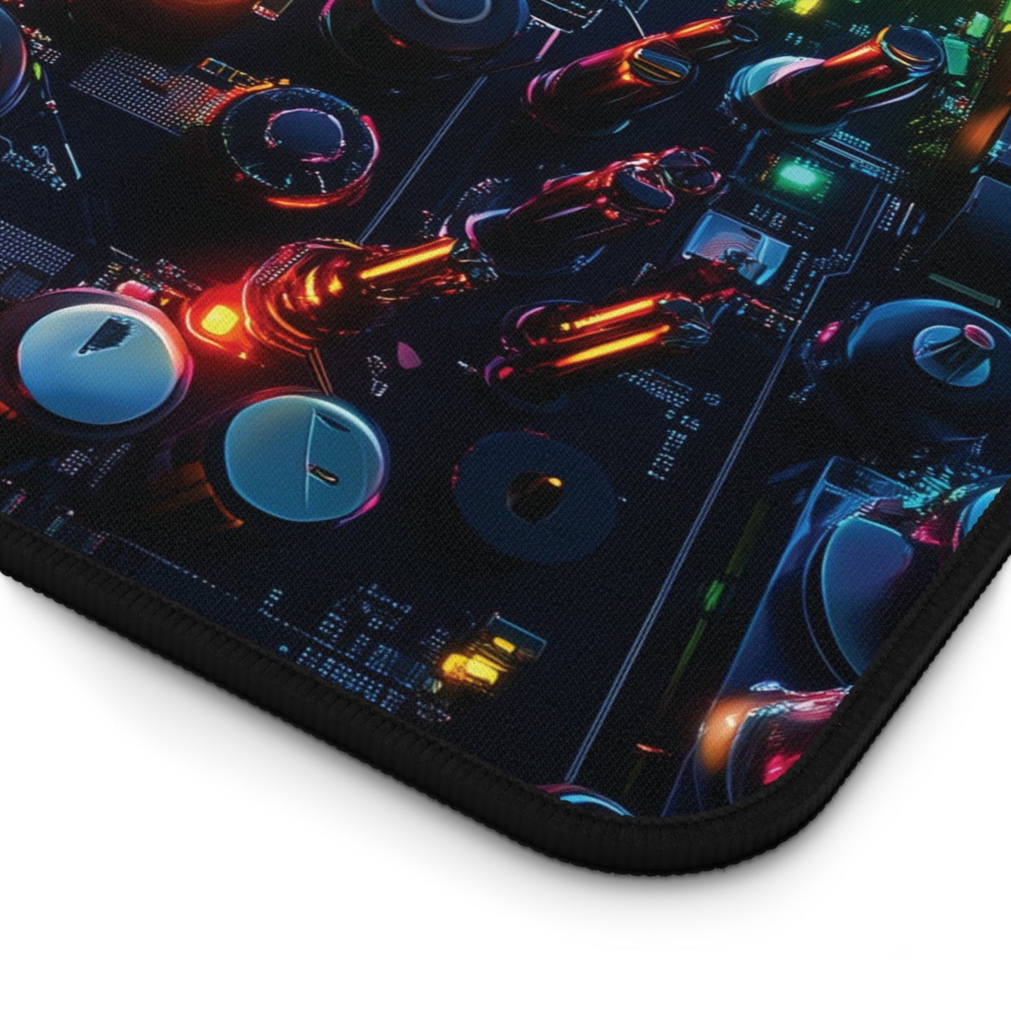 Neon Circuit Glow Desk Mat | Neoprene | Anti-Slip | Vibrant Tech Circuit Board Design | Office & Gaming Decor | 3 Sizes