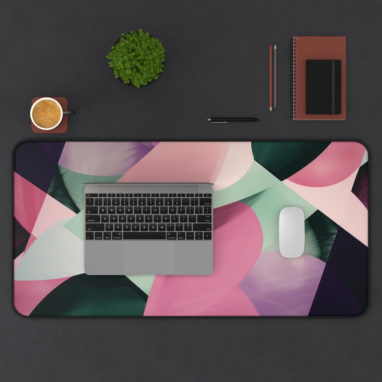 Modern Abstract Art Computer Desk Mat | Pastel Geometric Mouse Pad | Anti-Slip Neoprene Desk Mat for Home Office | 3 Sizes Available