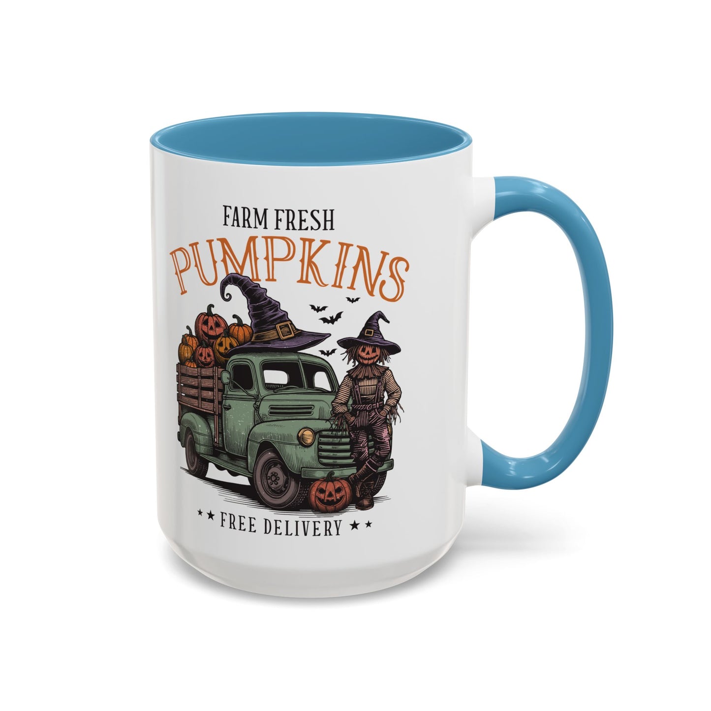 Farm Fresh Pumpkins Mug | Vintage Truck Fall Mug | Halloween Pumpkin Patch Coffee Cup | 11oz and 15oz Ceramic Mug