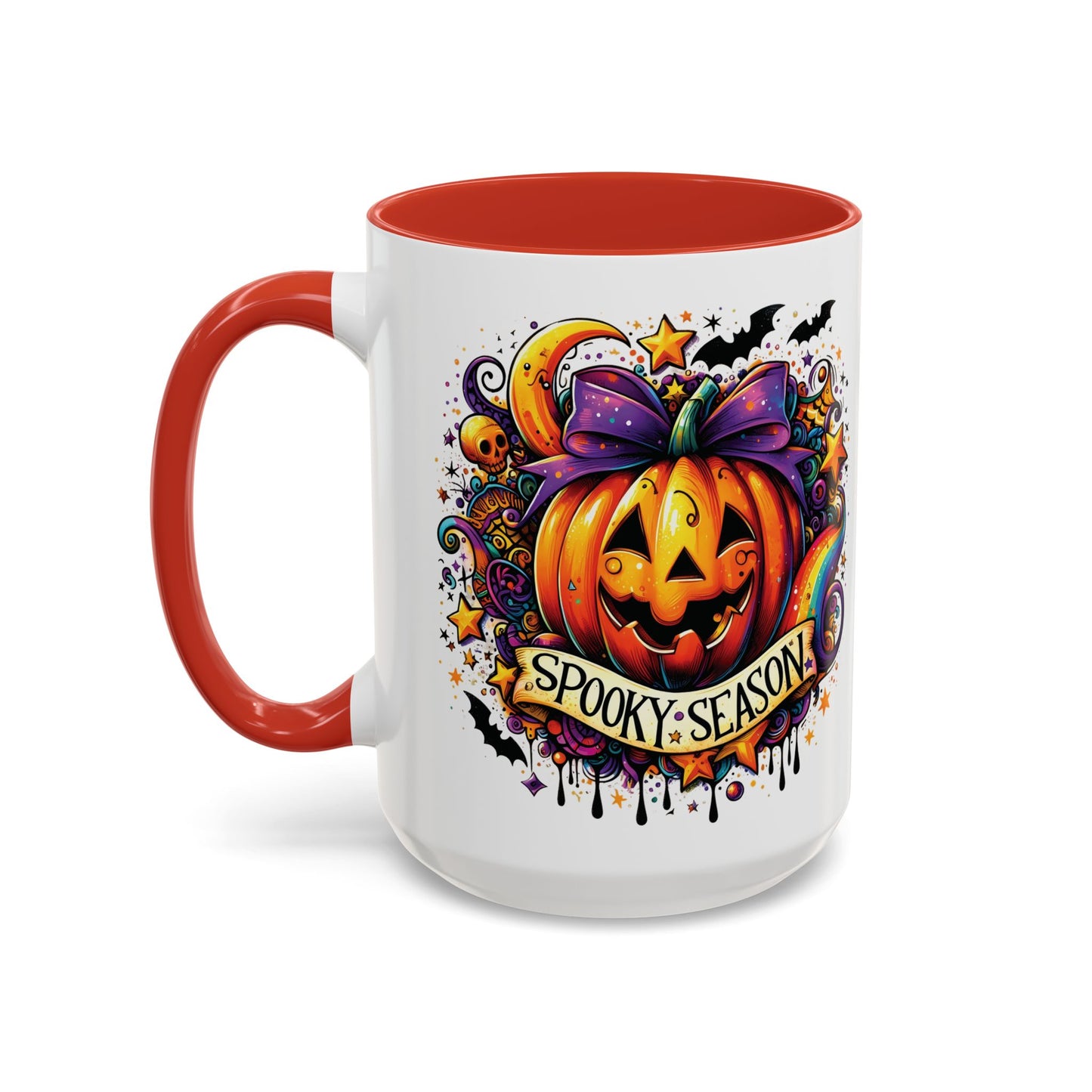 Spooky Season Halloween Mug | Colorful Pumpkin Design | 11oz and 15oz Ceramic Coffee Cup