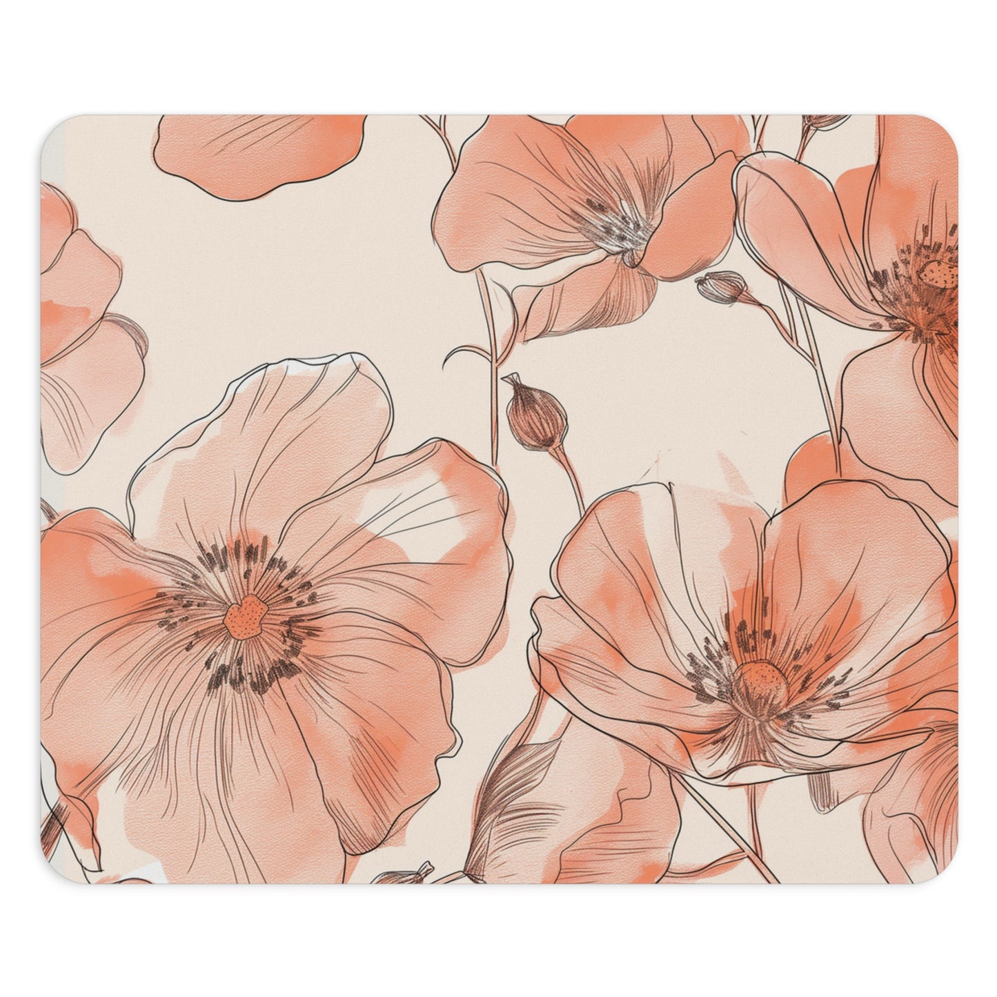 Floral Elegance Design Personalized Mouse Pad - Custom Round or Rectangle Neoprene Mousepad with Non-Slip Rubber Bottom