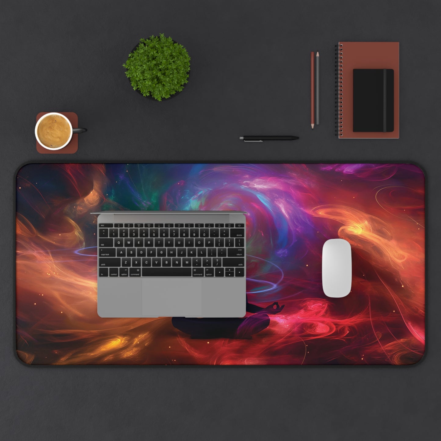 Meditative Cosmic Desk Mat | Vibrant Abstract | Neoprene | Anti-Slip | 3 Sizes | Zen Decor