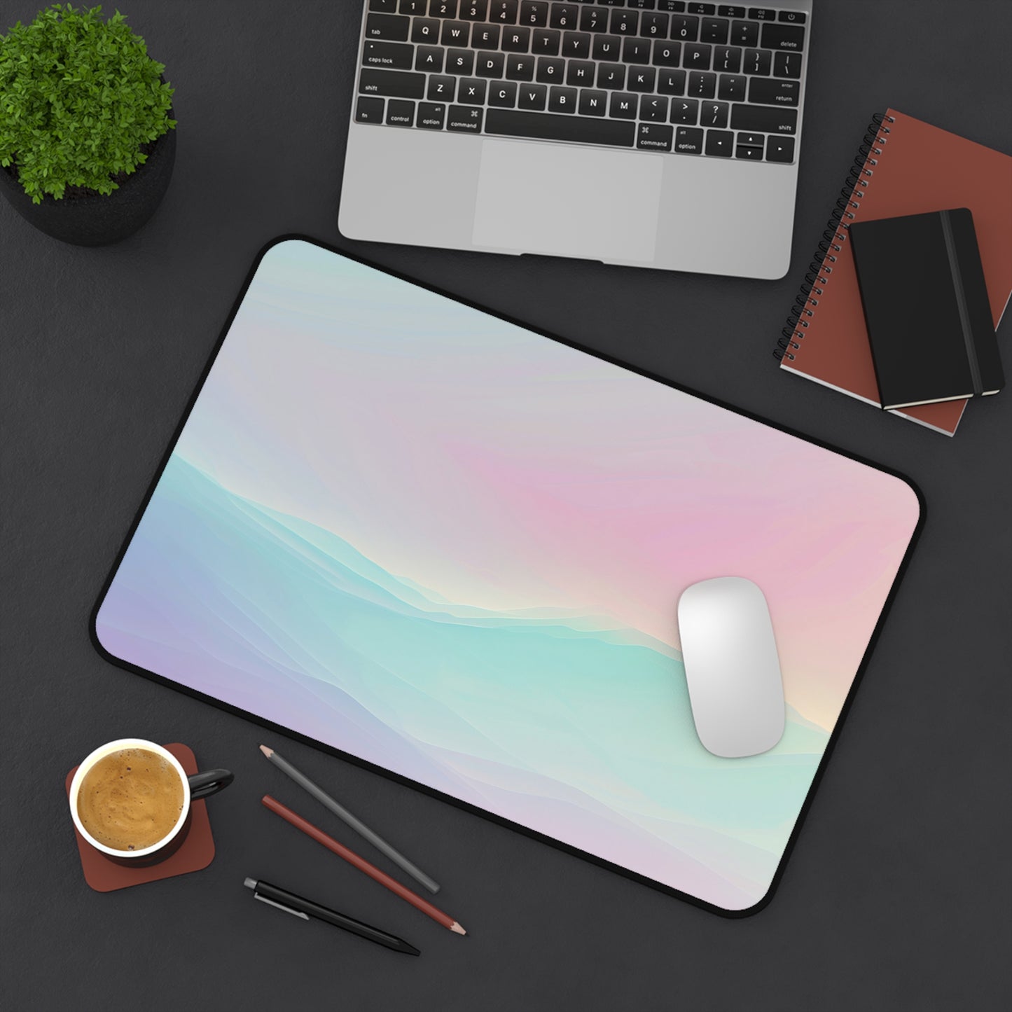 Pastel Dreamscape Computer Desk Mat | Minimalist Mouse Pad | Anti-Slip Neoprene Desk Mat for Home Office | 3 Sizes Available