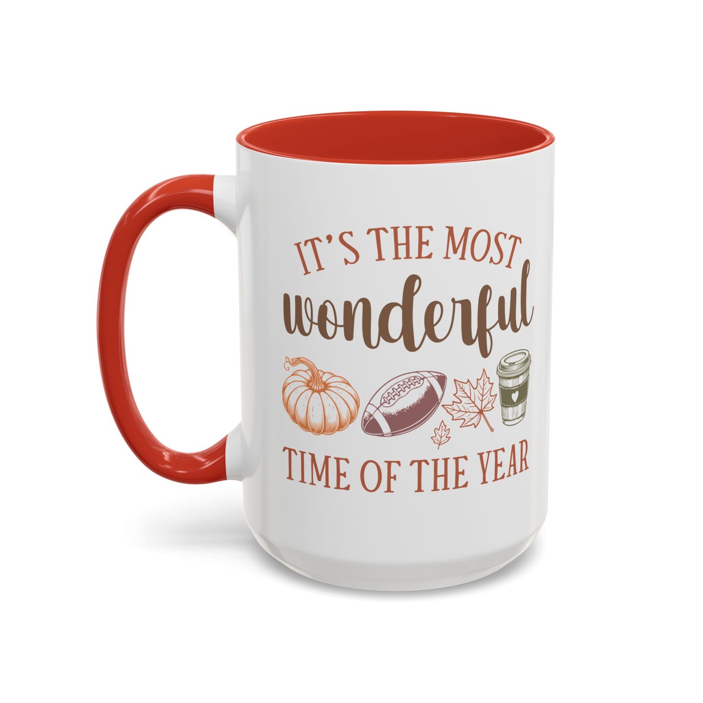 Most Wonderful Time of the Year Fall Mug | 11oz and 15oz Ceramic Coffee Cup | Autumn, Football & Pumpkin Design