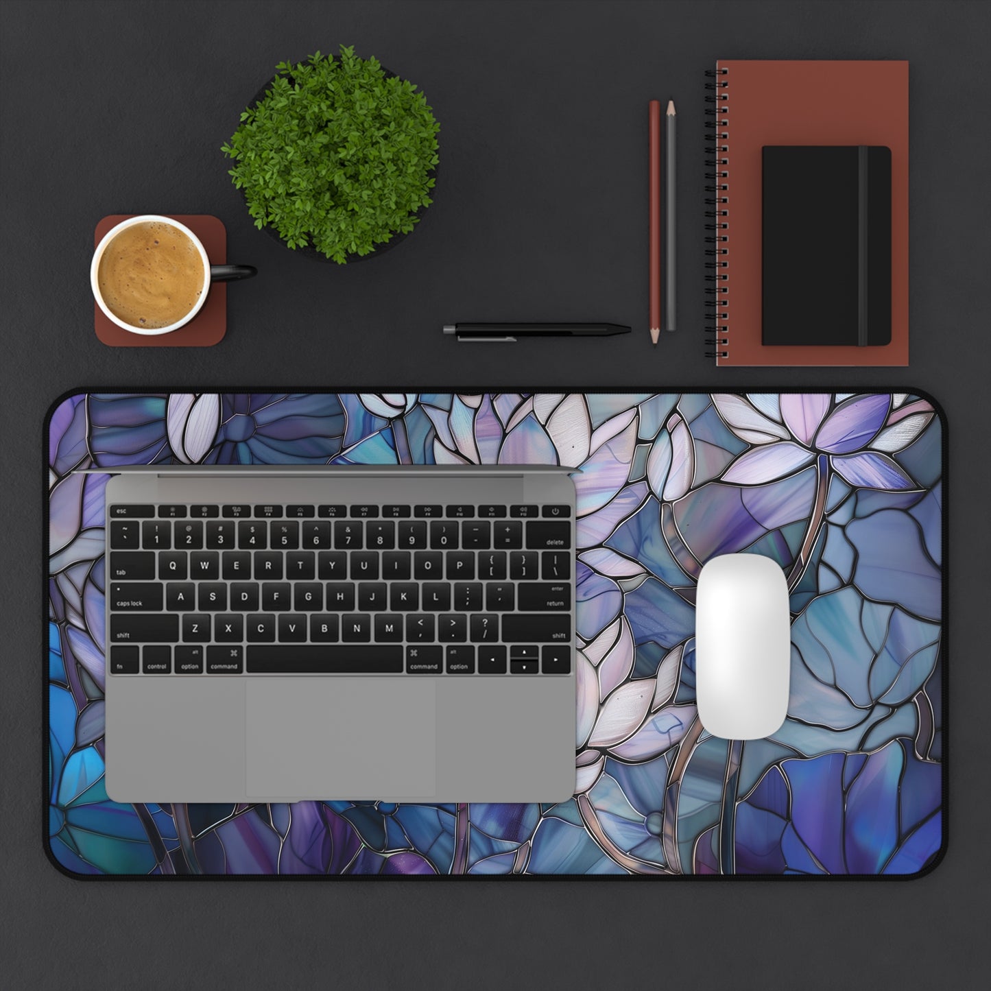 Stained Glass Lotus Mousepad, Gaming Mousepad, Large Mousepad, Keyboard Mouse Mat, Desk Pad for Work Game Home XL 3 Sizes