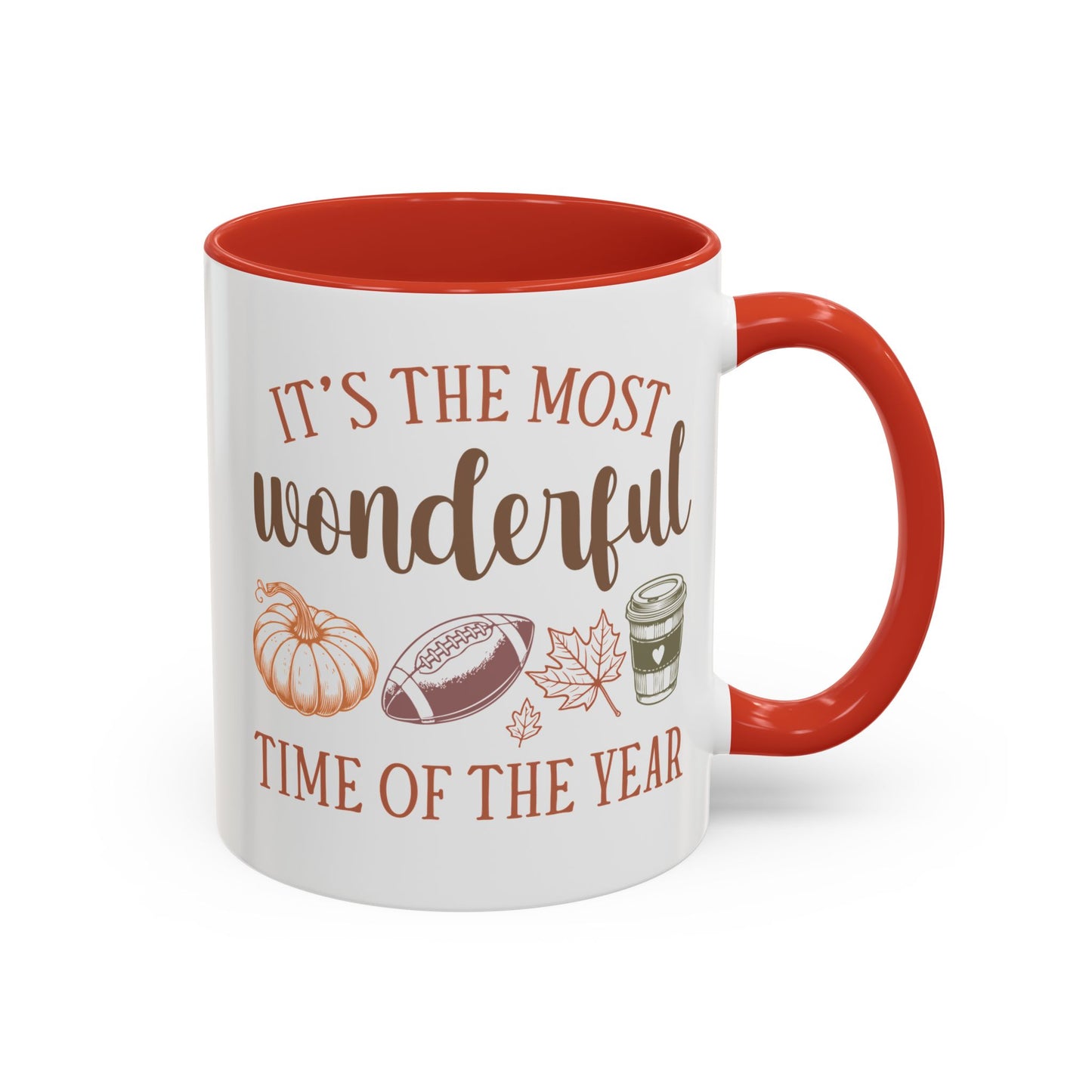 Most Wonderful Time of the Year Fall Mug | 11oz and 15oz Ceramic Coffee Cup | Autumn, Football & Pumpkin Design