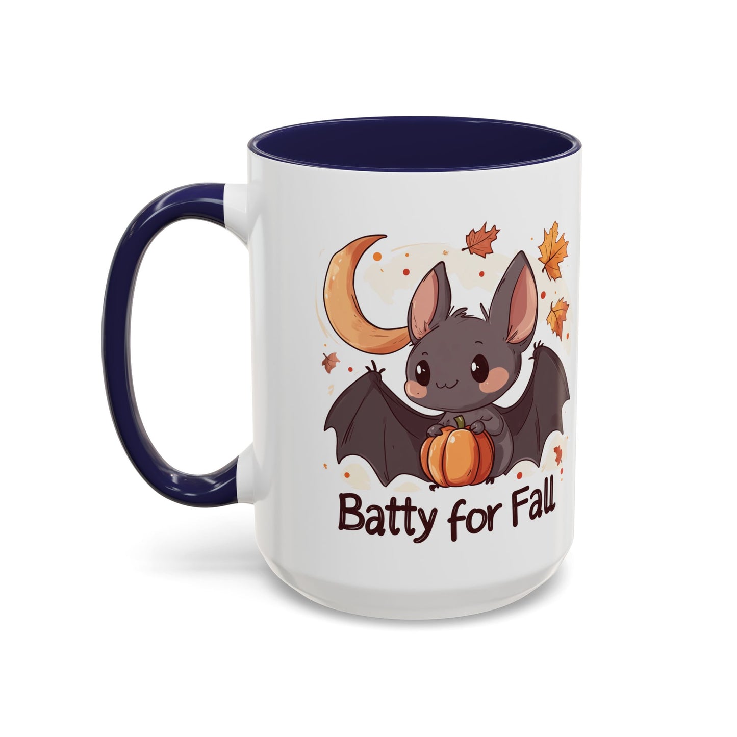 Batty for Fall Ceramic Mug - Adorable Bat and Pumpkin Design - Perfect for Halloween and Autumn Lovers