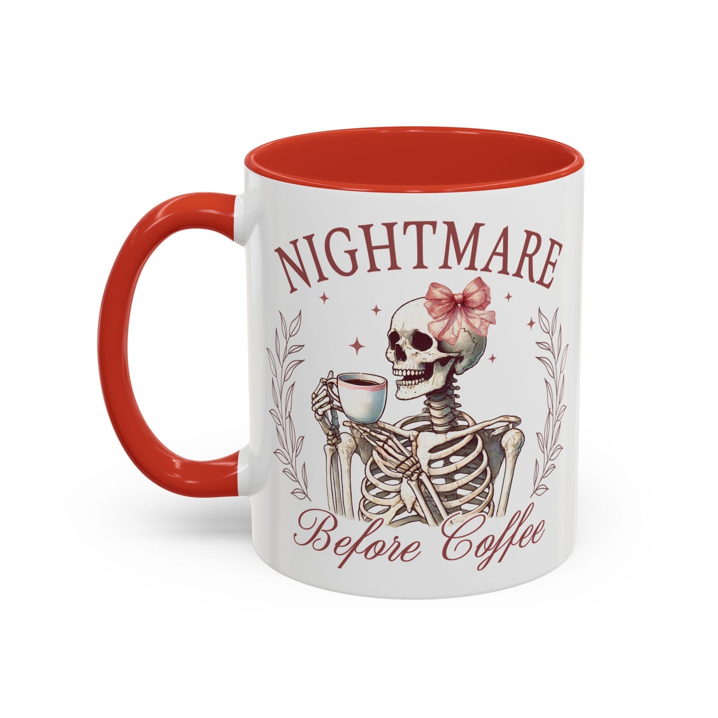 Nightmare Before Coffee Skeleton Mug | 11oz and 15oz Ceramic Coffee Cup | Funny Halloween Coffee Lover Design