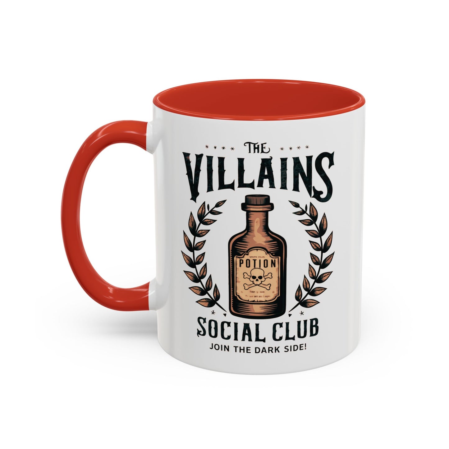 Villains Social Club Mug | Halloween Potion Bottle Design | Join the Dark Side Coffee Mug | Spooky Fall Drinkware