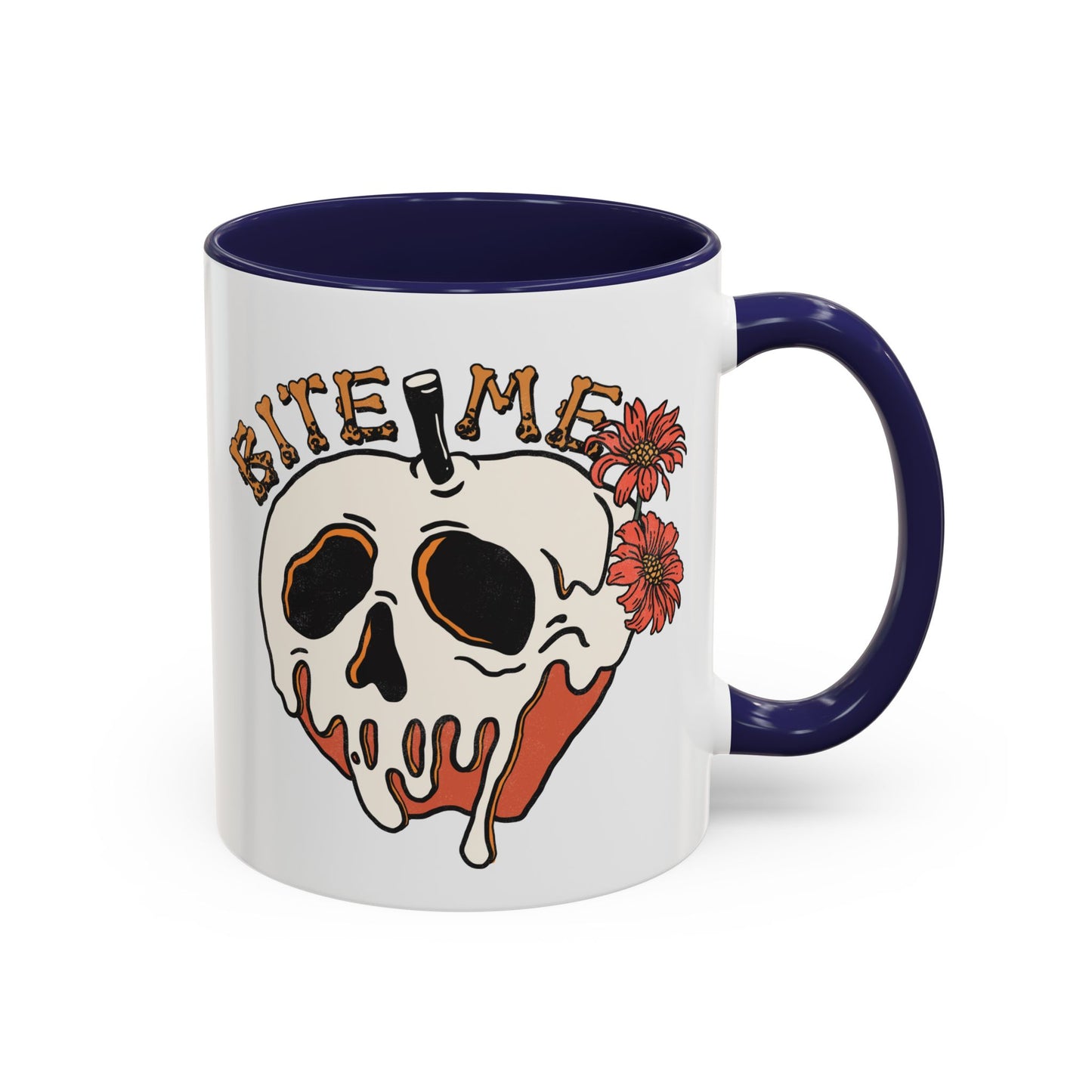 Bite Me Halloween Mug | Poison Apple Skull Design | Spooky Coffee Mug | Fall Drinkware | Gothic Gift Idea