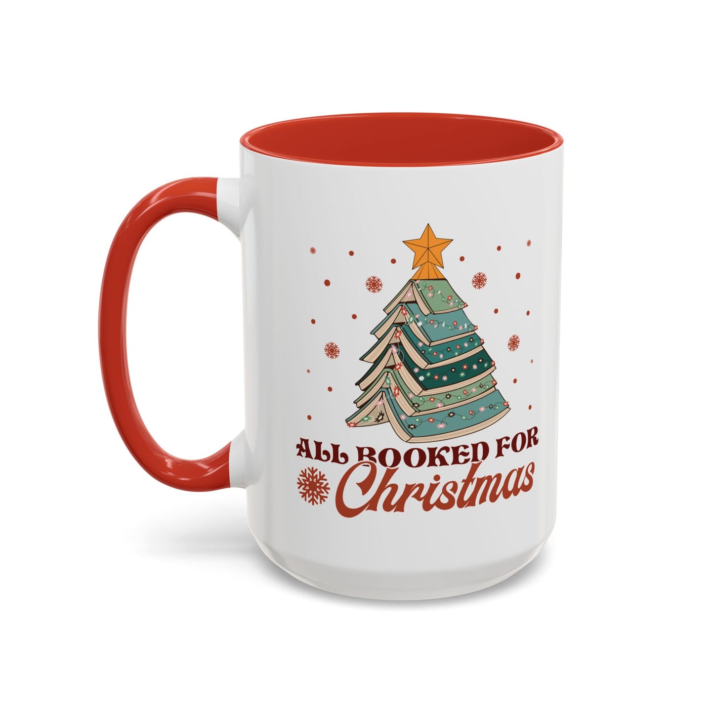 All Booked for Christmas Mug - Festive Book Lovers Christmas Tree Design - Perfect for Readers