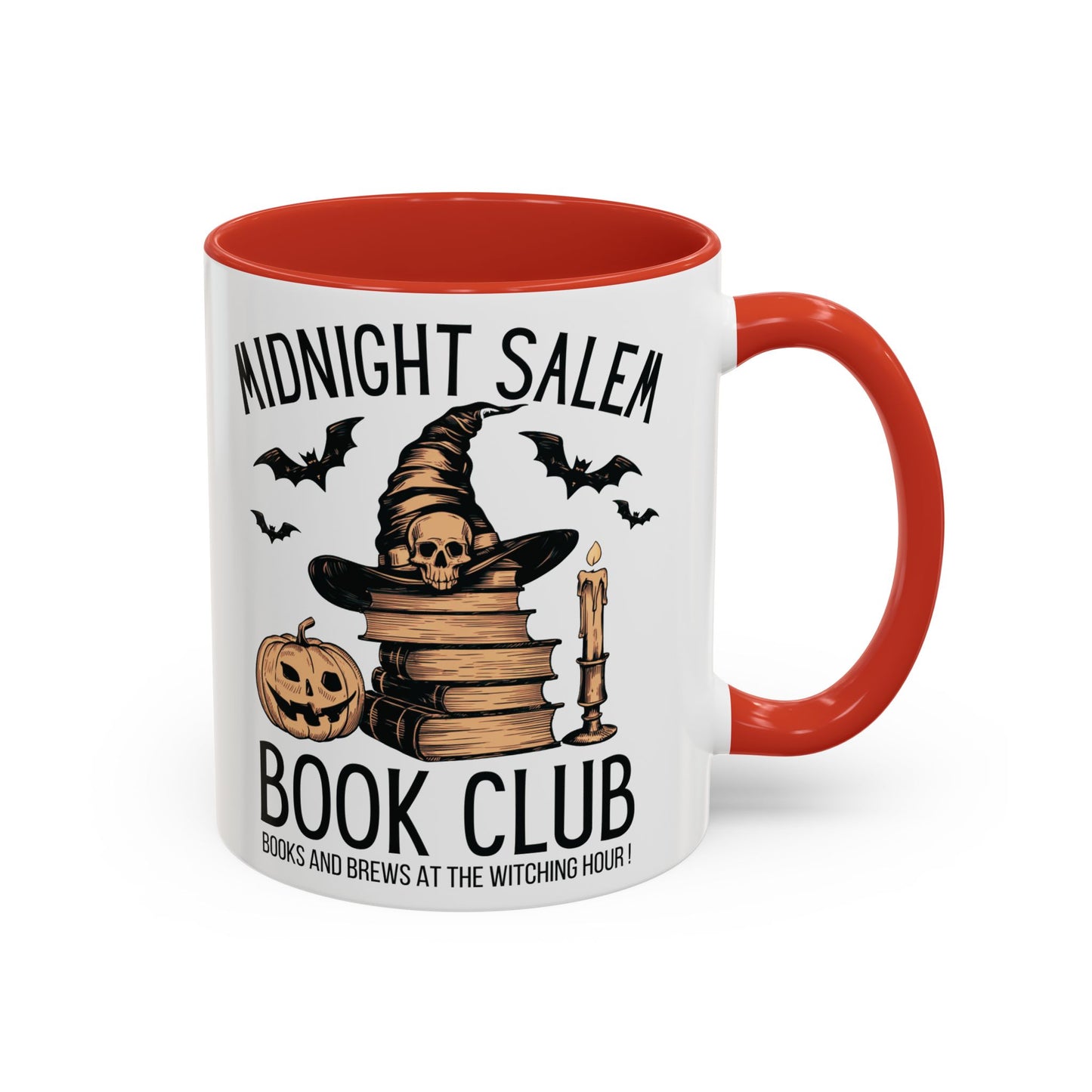 Midnight Salem Book Club Mug | Witchy Skull and Book Design | Halloween Coffee Mug | Spooky Fall Drinkware