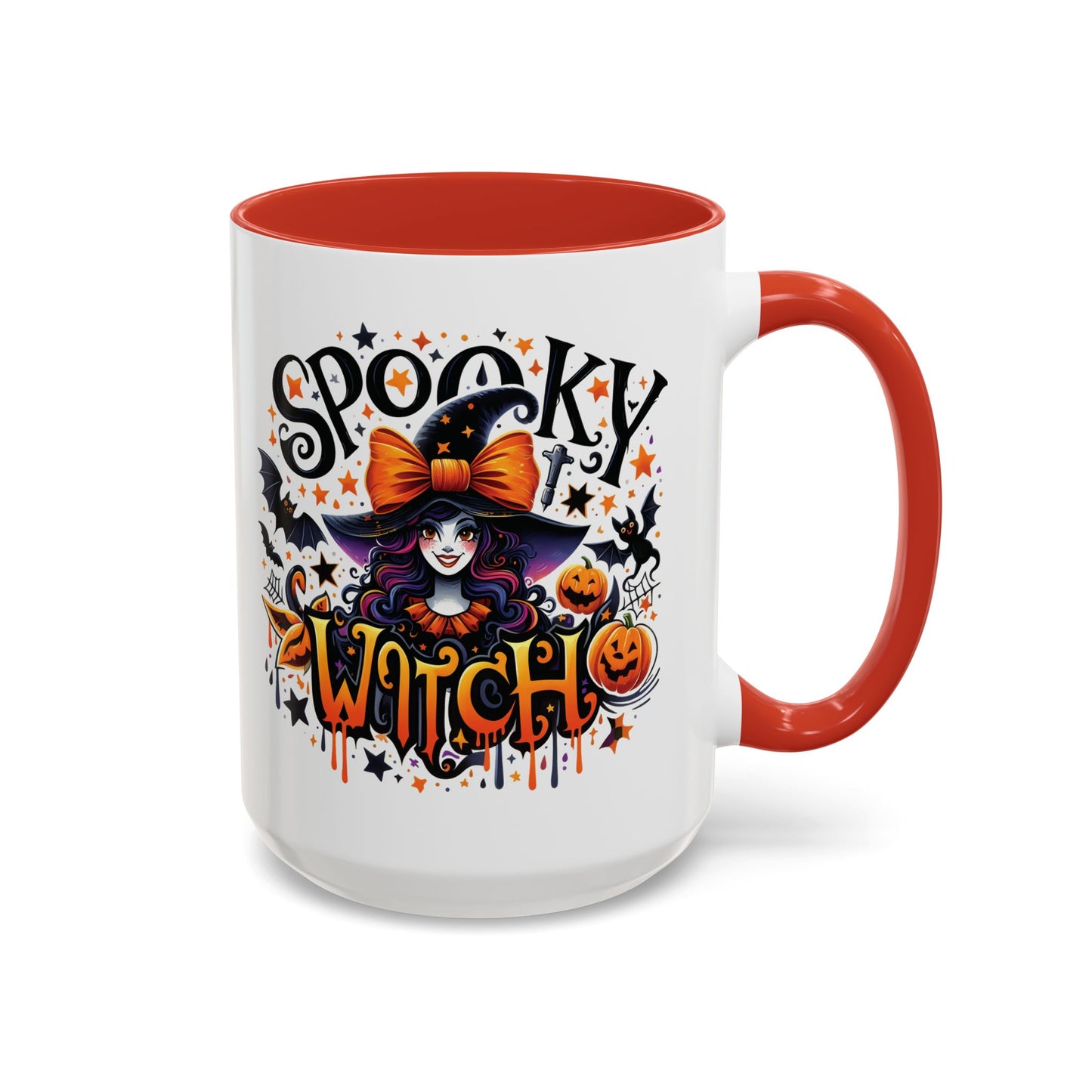 Spooky Witch Halloween Mug | Colorful Witch and Pumpkin Design | 11oz and 15oz Ceramic Coffee Cup