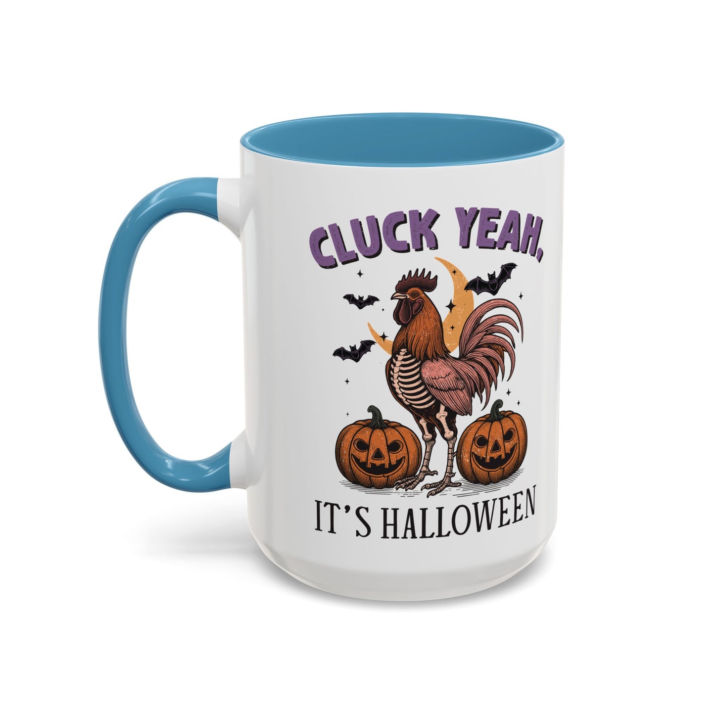 Cluck Yeah, It's Halloween Mug | Funny Rooster Halloween Coffee Cup | Spooky Chicken Design