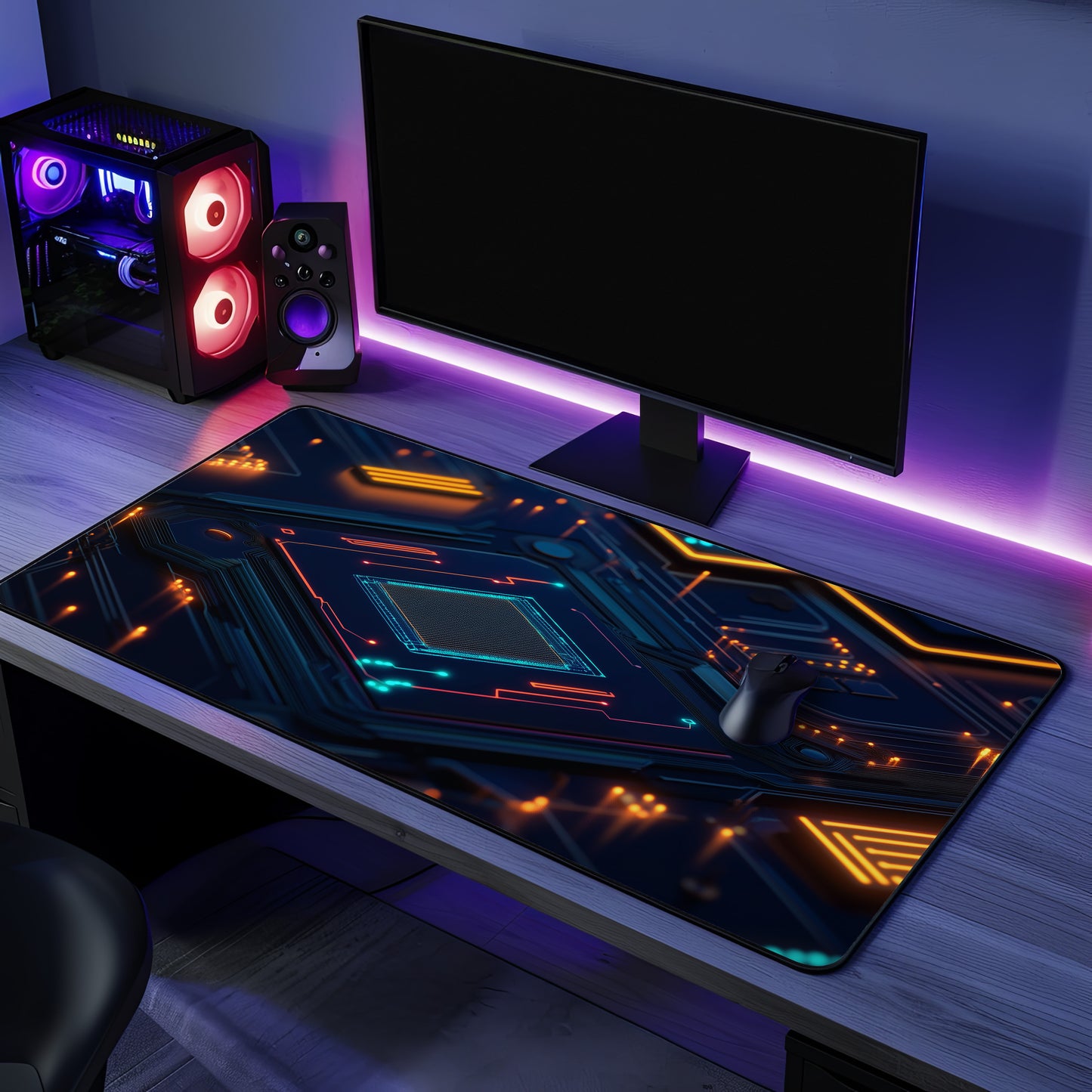 Tech Circuit Desk Mat | Neoprene | Anti-Slip | Futuristic Circuit Board Design | Office Gaming Decor | 3 Sizes