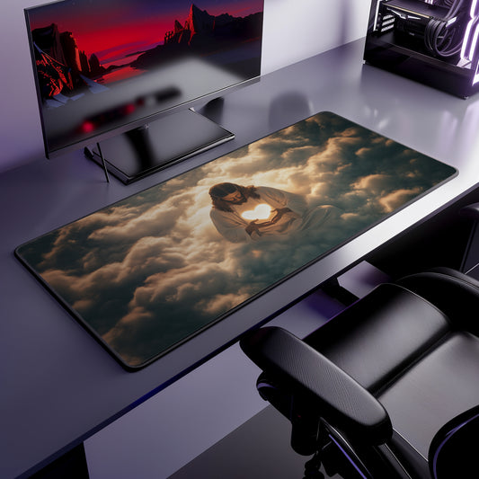 Divine Heart Desk Mat | Neoprene | Anti-Slip | Inspiring Religious Artwork | Perfect for Home & Office