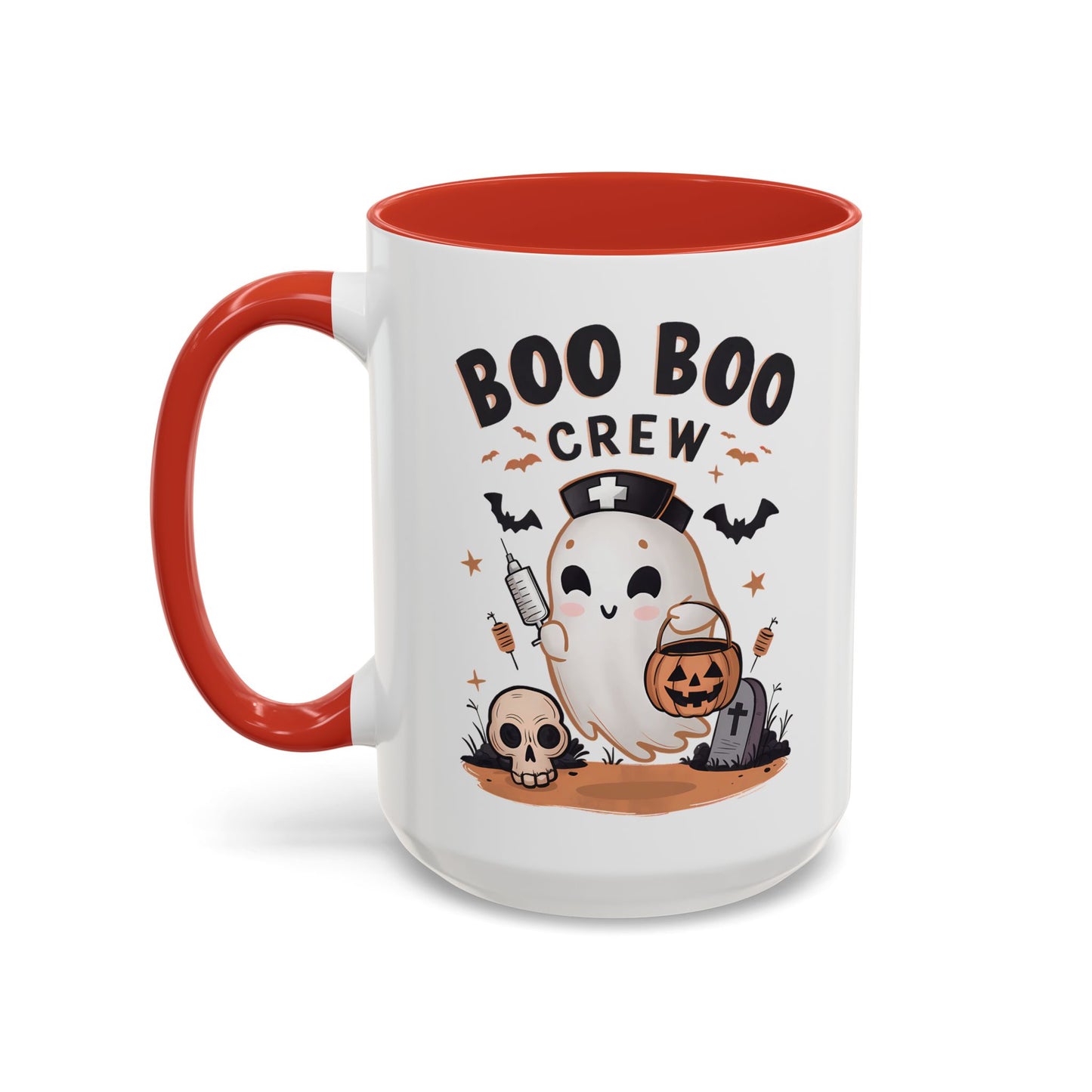 Boo Boo Crew Halloween Mug | Cute Ghost Nurse Design | 11oz and 15oz Ceramic Coffee Cup