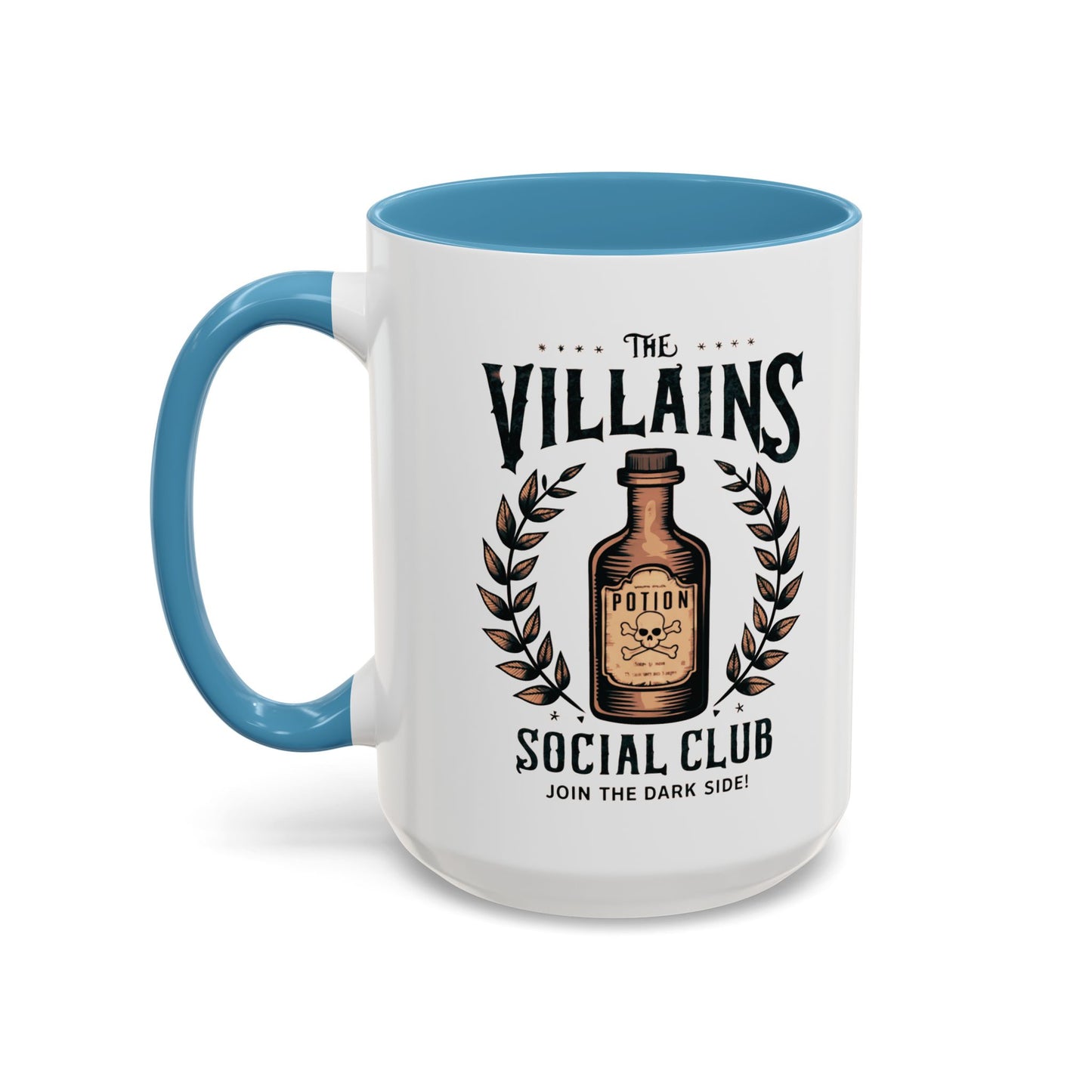 Villains Social Club Mug | Halloween Potion Bottle Design | Join the Dark Side Coffee Mug | Spooky Fall Drinkware