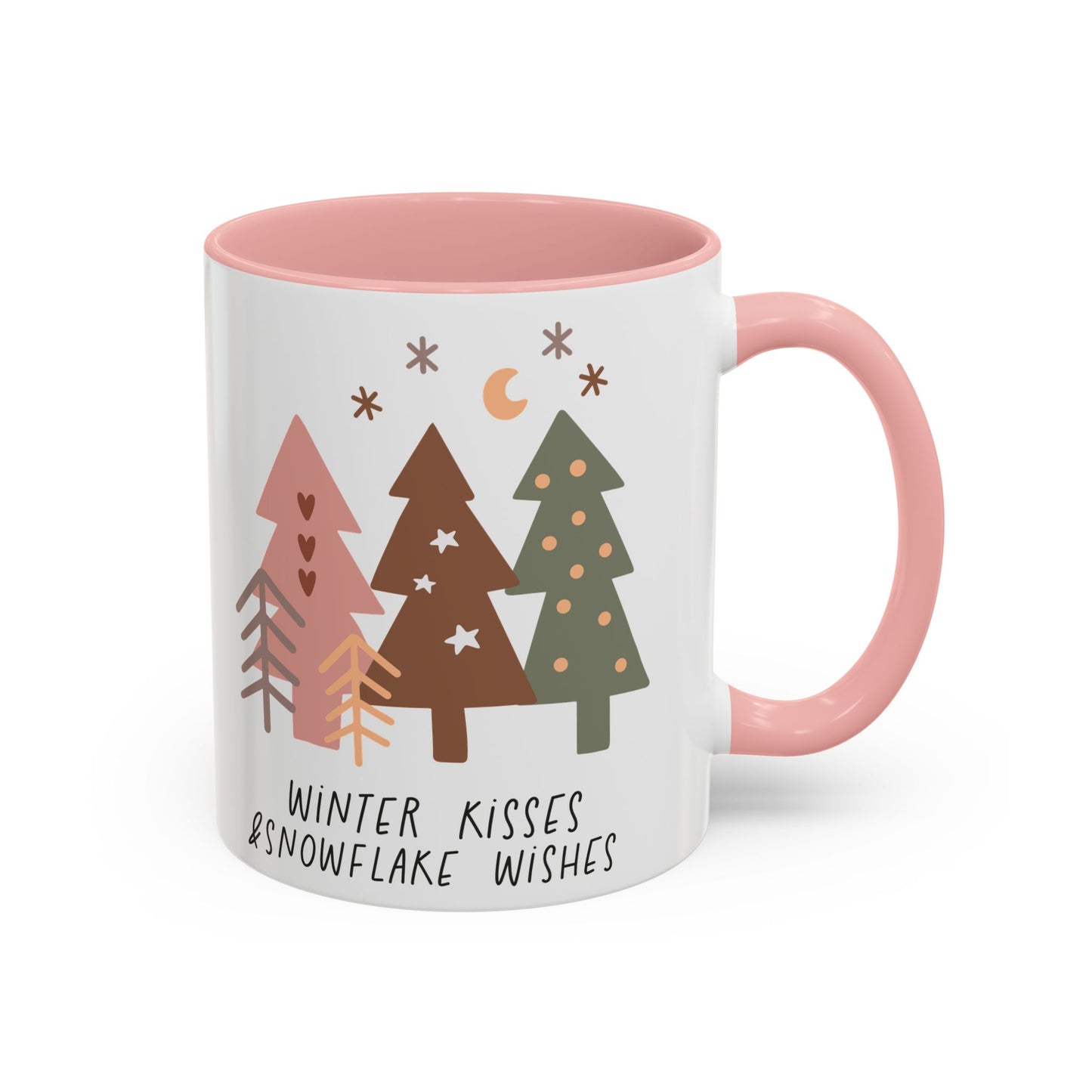 Winter Kisses and Snowflake Wishes Mug | Cozy Christmas Tree Design | Holiday Coffee Mug | Winter Drinkware