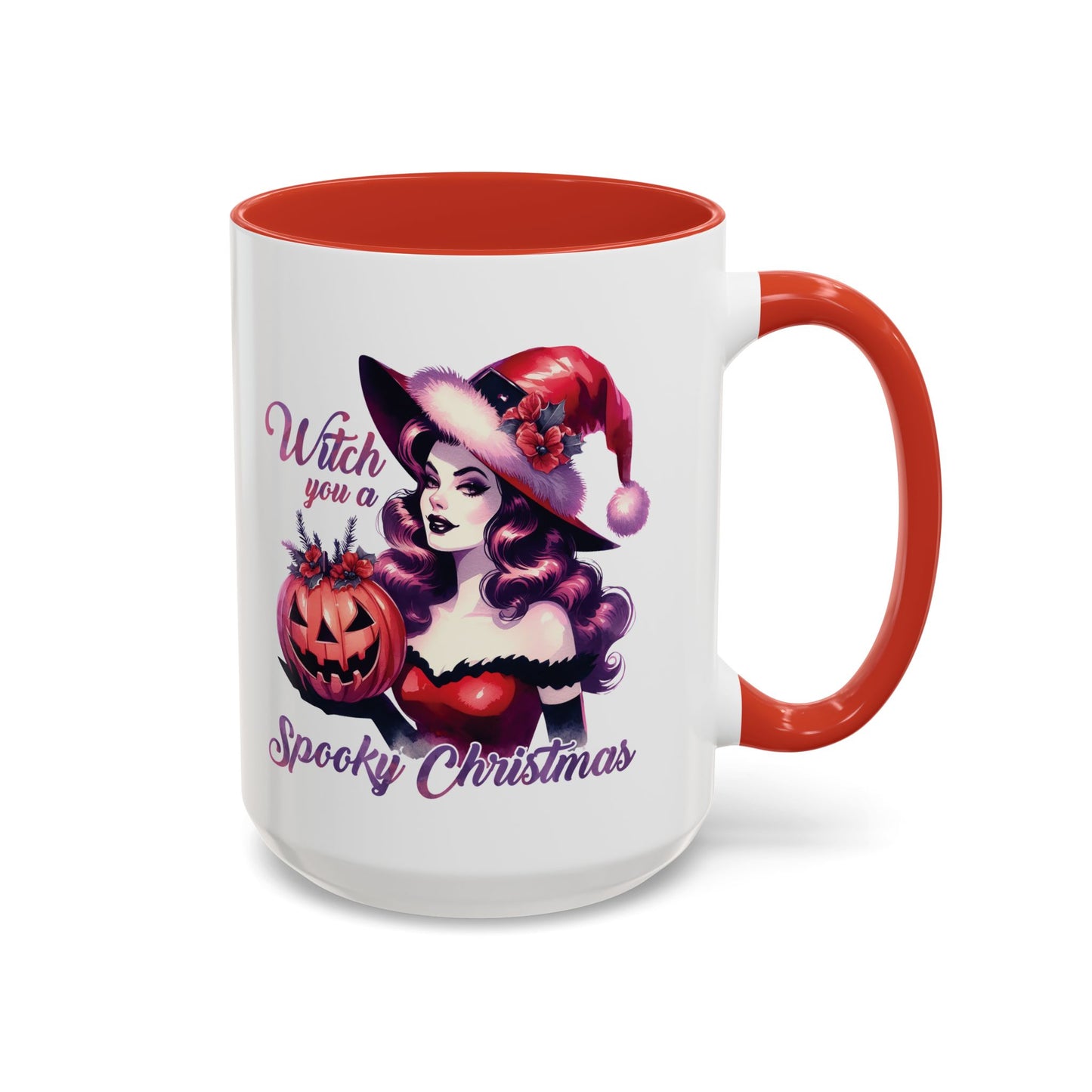 Witch You a Spooky Christmas Mug - Festive Witch and Jack-O'-Lantern Design - Perfect for Halloween and Christmas Lovers