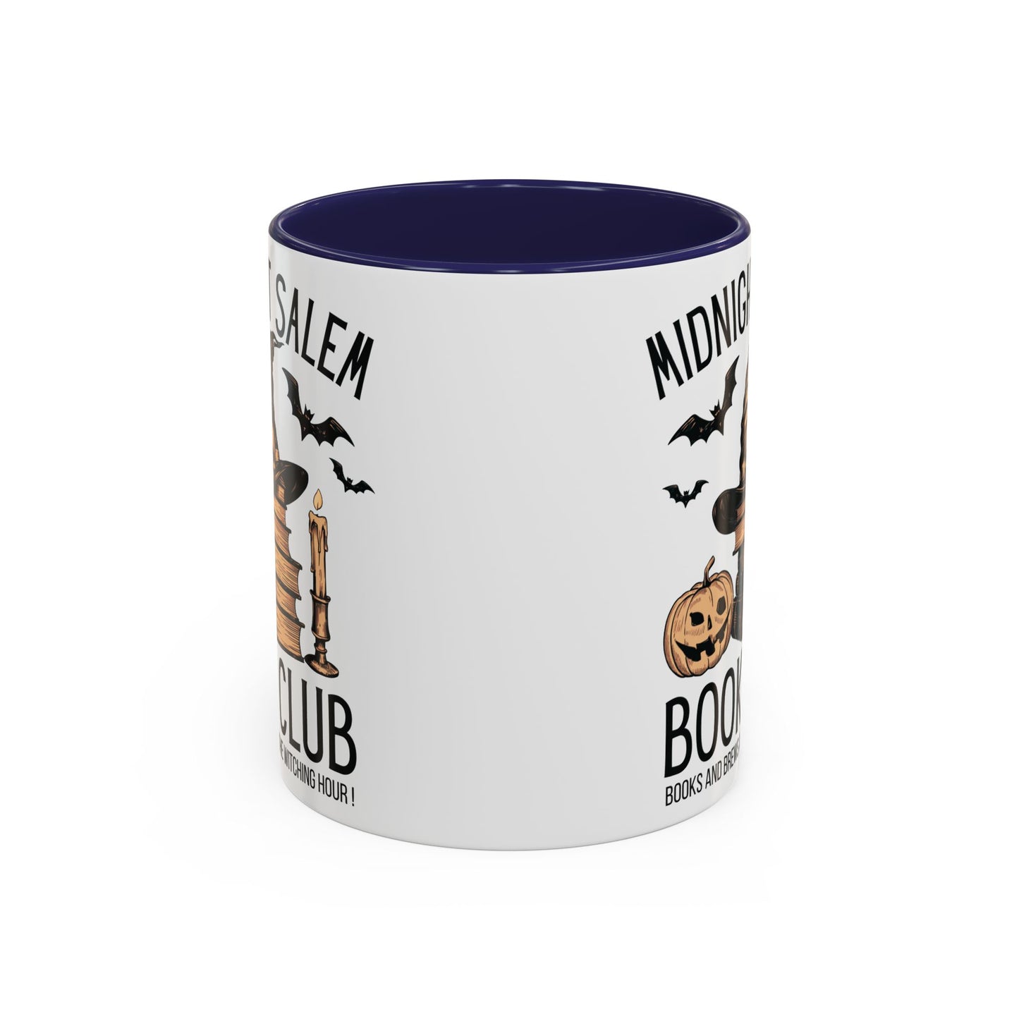 Midnight Salem Book Club Mug | Witchy Skull and Book Design | Halloween Coffee Mug | Spooky Fall Drinkware